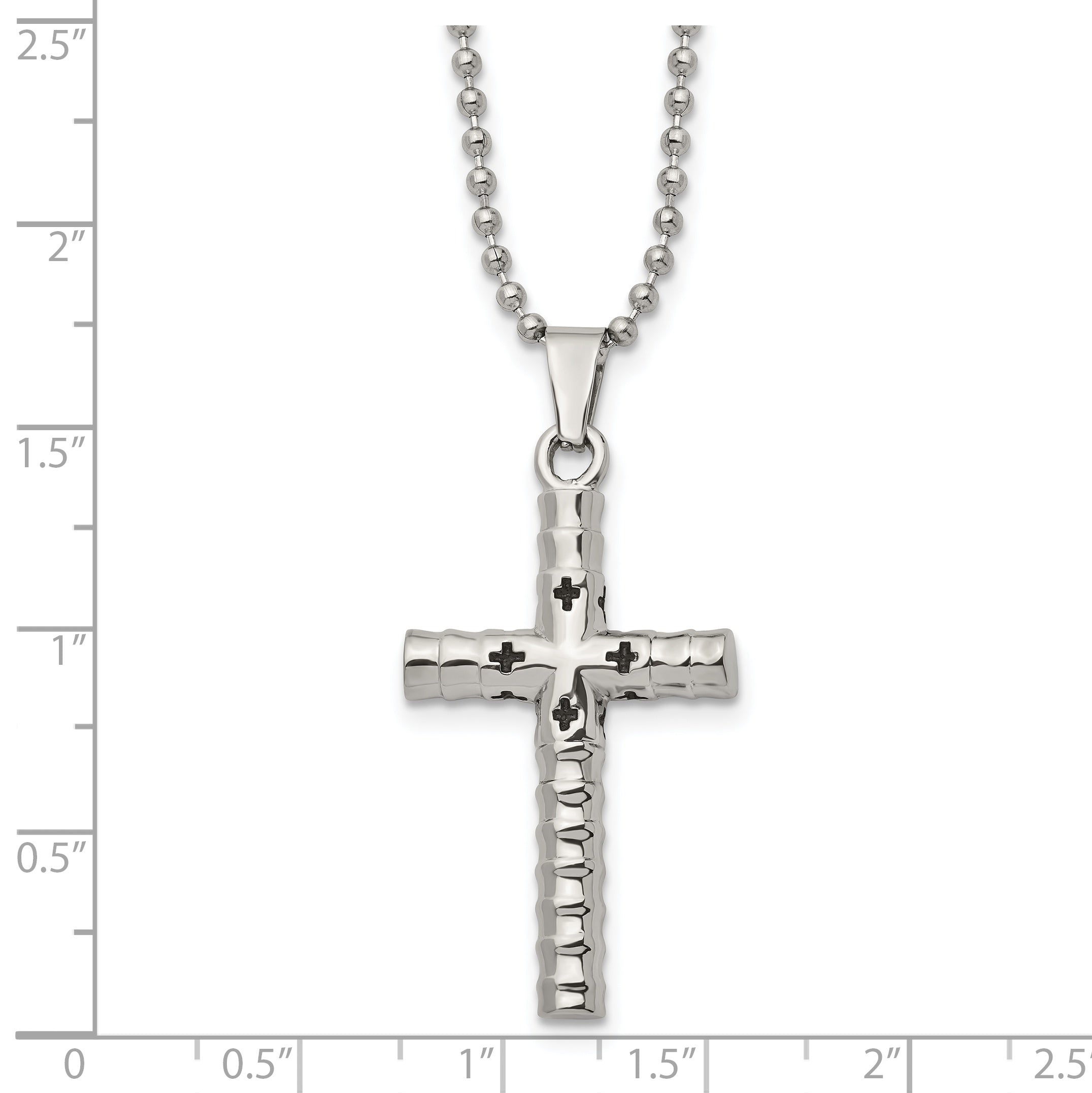 Black Enamel Cross Necklace in Stainless Steel
