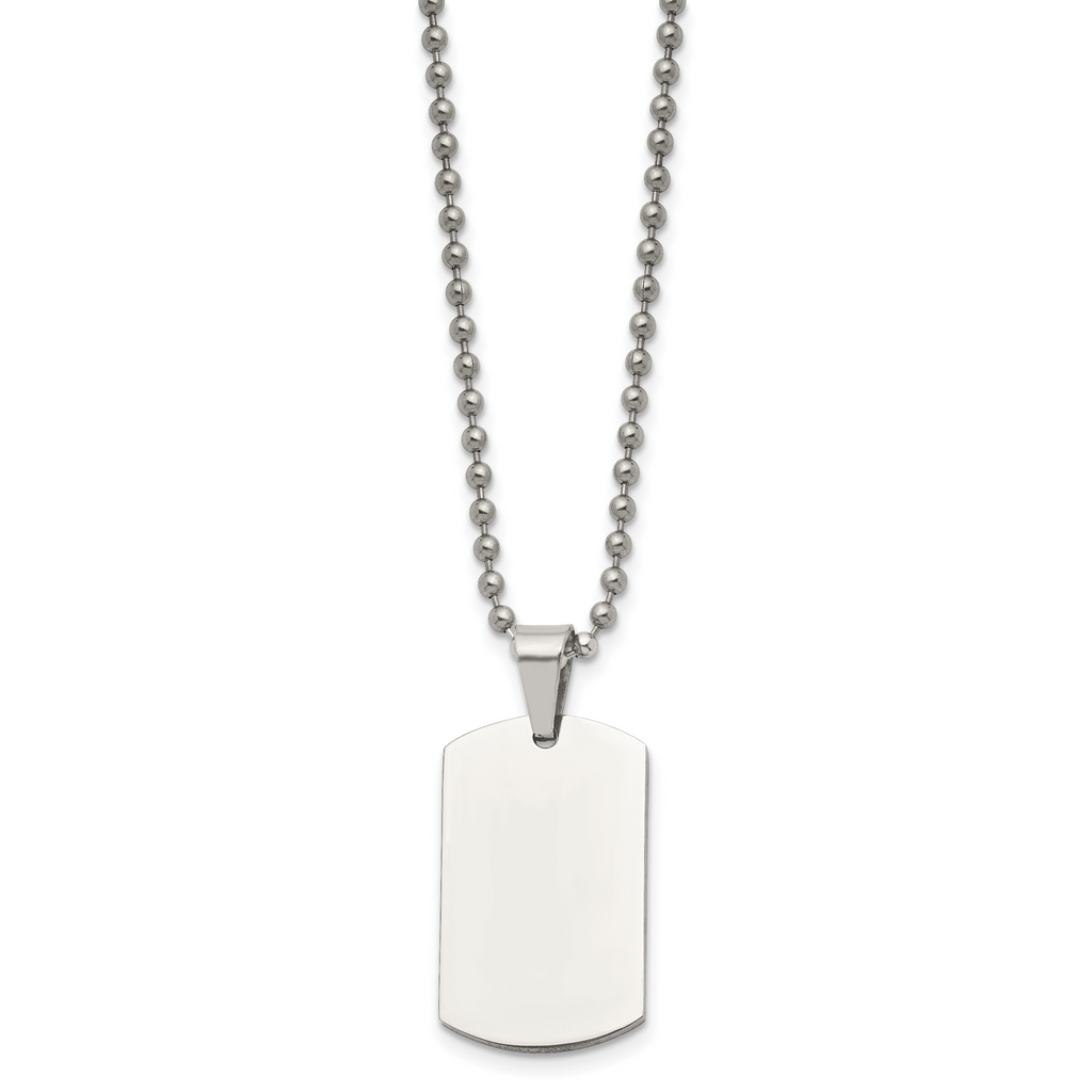 Reversible Dog Tag Necklace in Stainless Steel, 24"