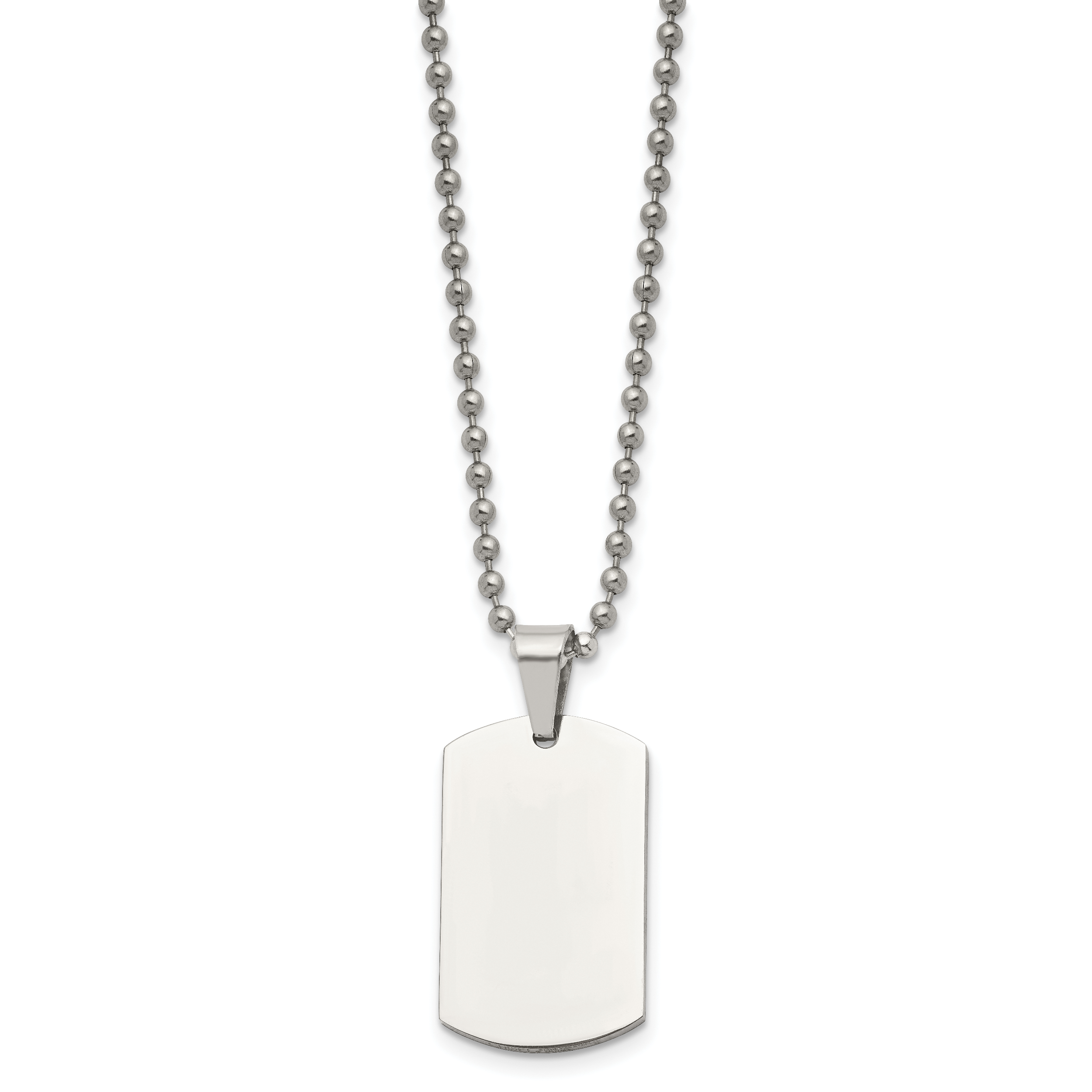 Reversible Dog Tag Necklace in Stainless Steel, 24"