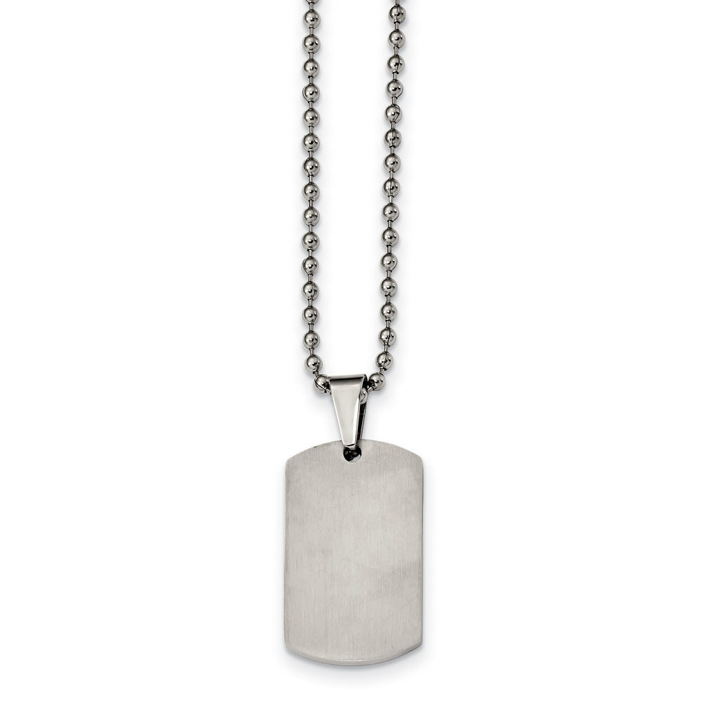 Reversible Dog Tag Necklace in Stainless Steel, 24"