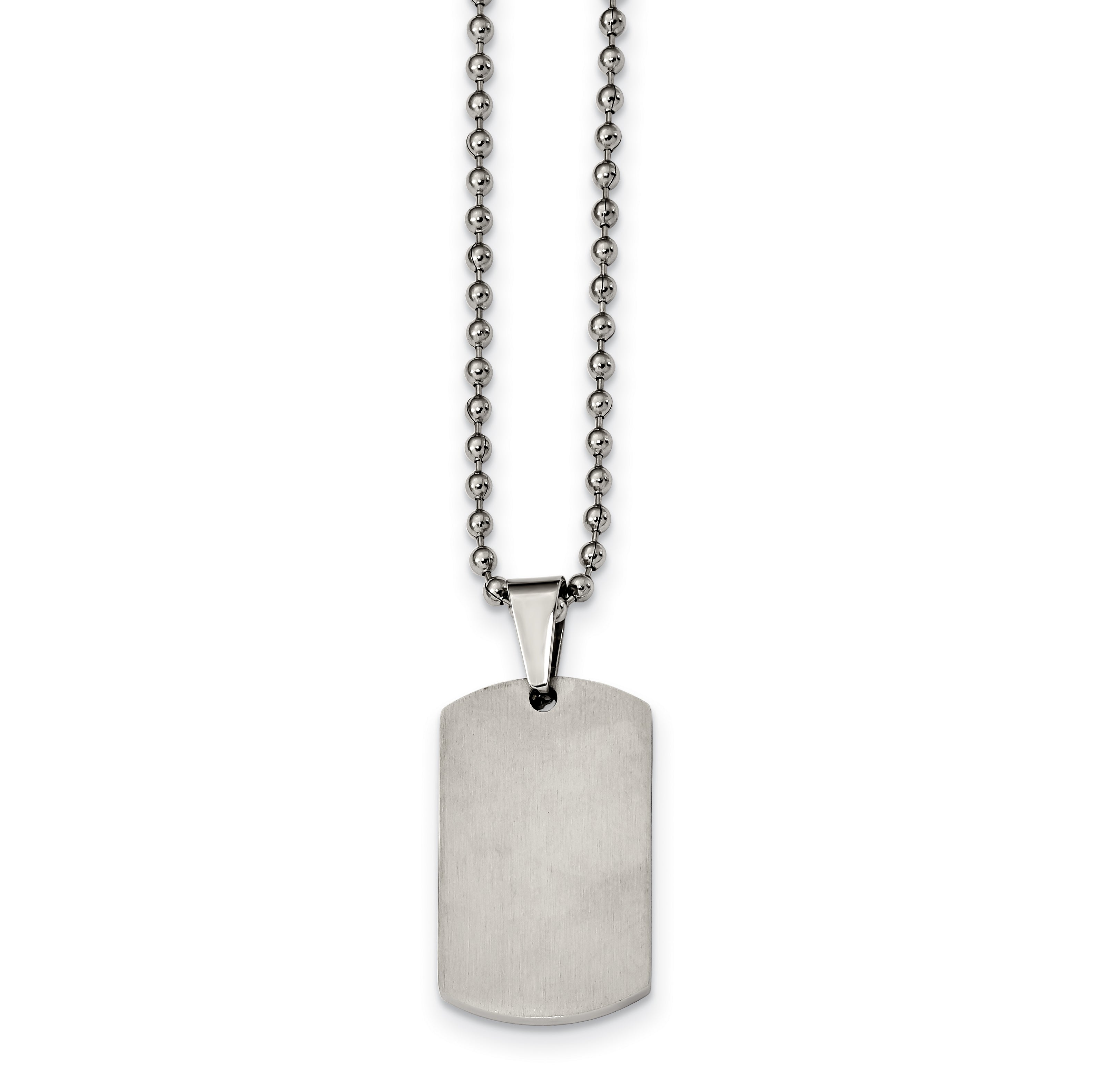 Reversible Dog Tag Necklace in Stainless Steel, 24"