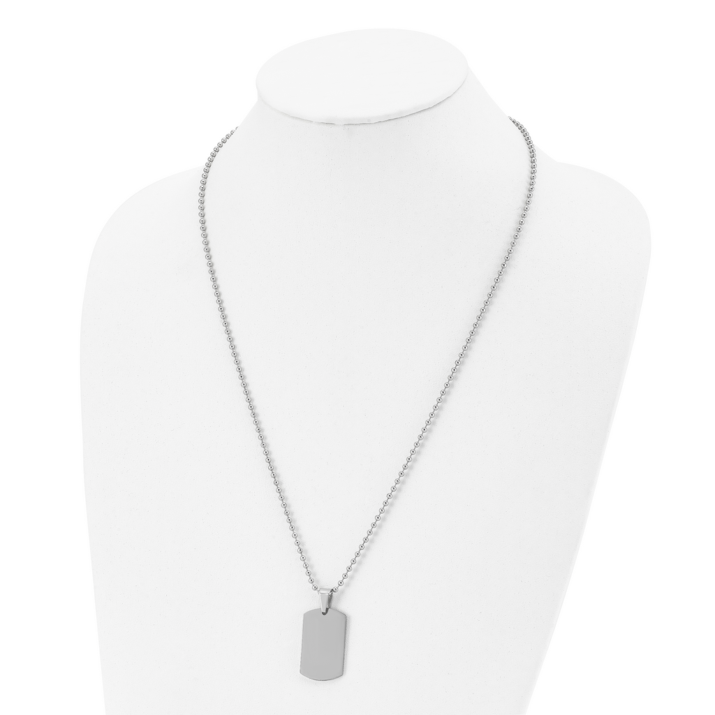 Reversible Dog Tag Necklace in Stainless Steel, 24"
