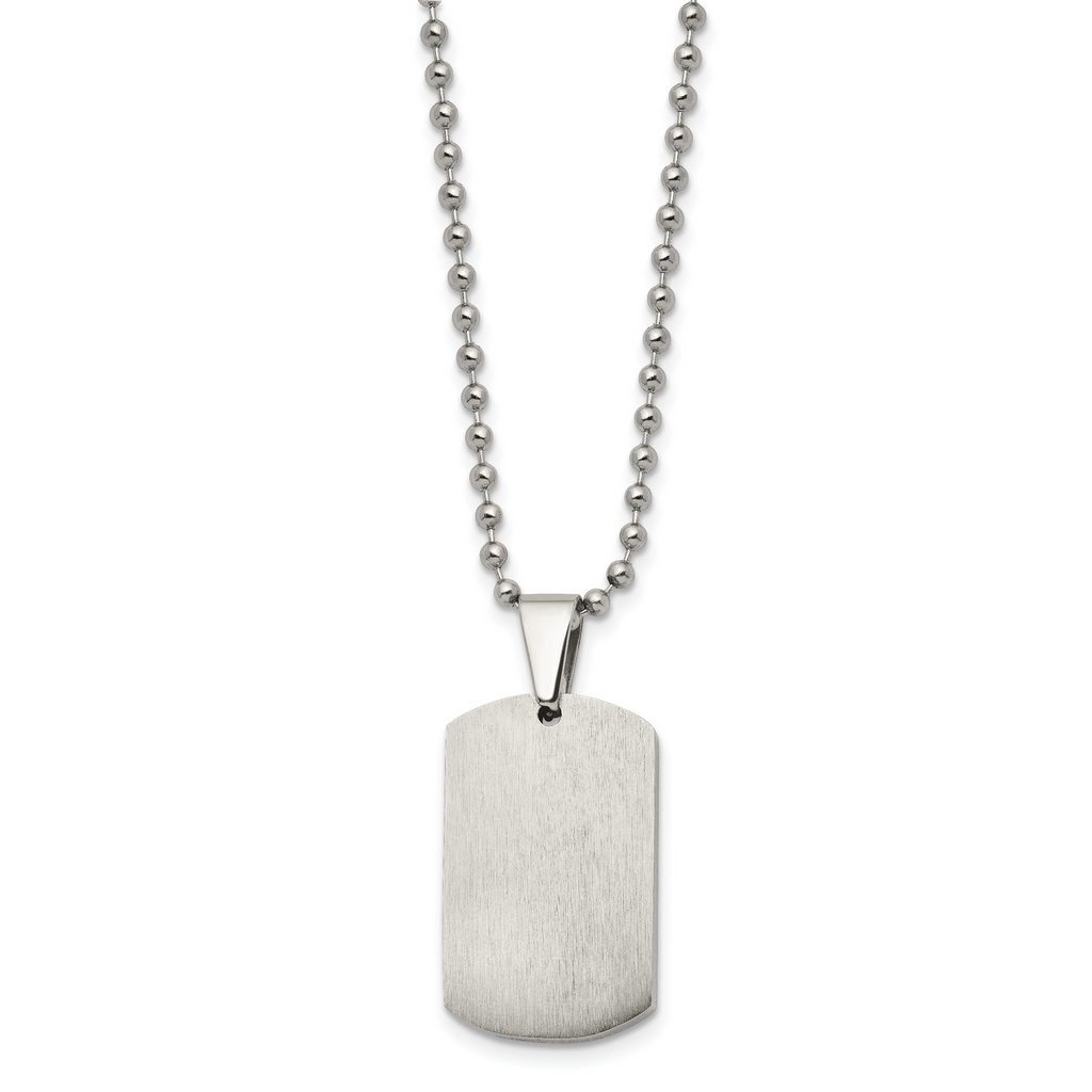 Reversible Dog Tag Necklace in Stainless Steel, 24"