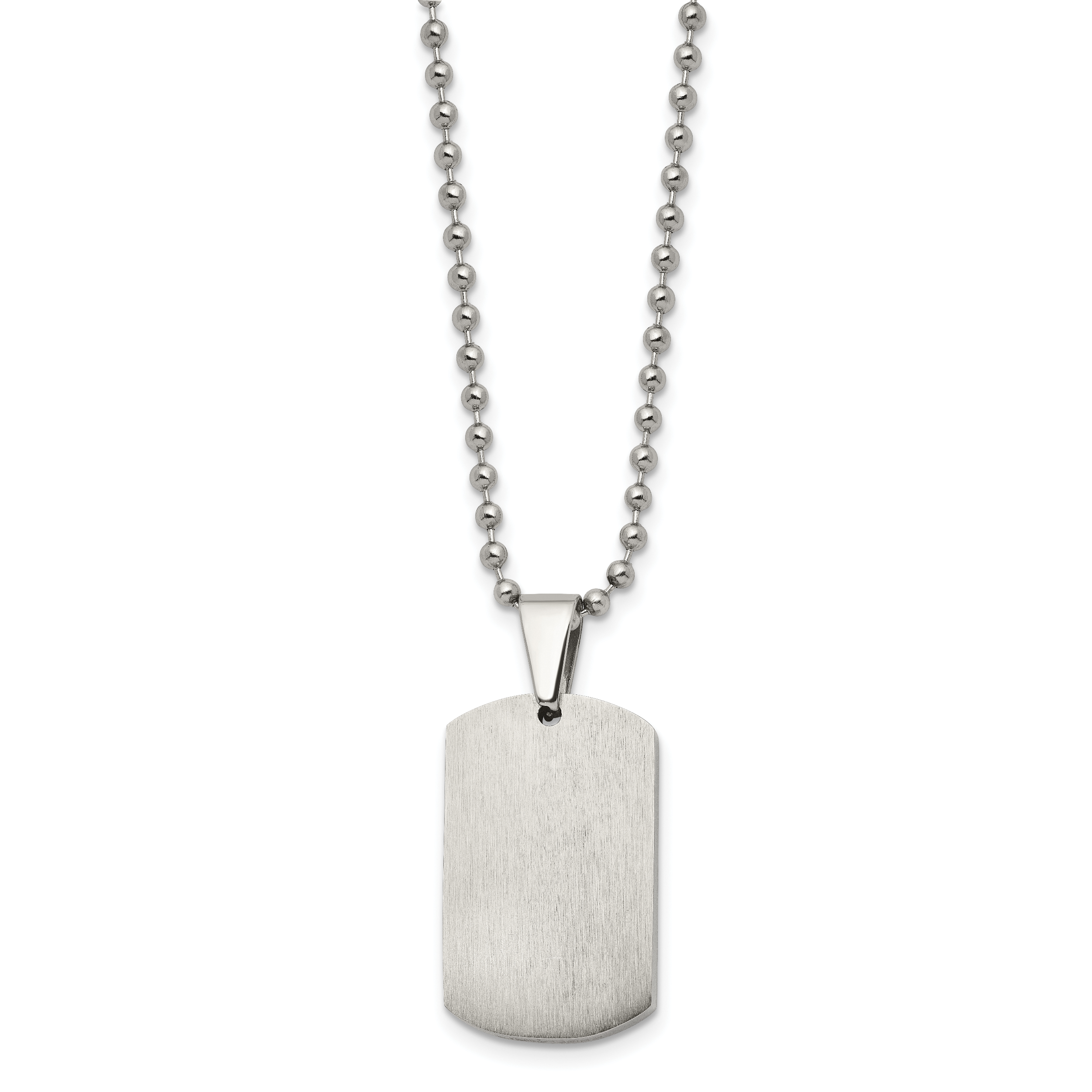 Reversible Dog Tag Necklace in Stainless Steel, 24"