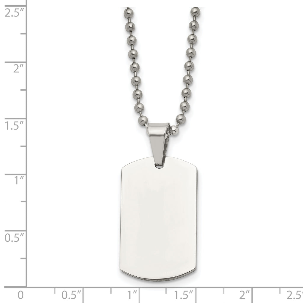 Reversible Dog Tag Necklace in Stainless Steel, 24"