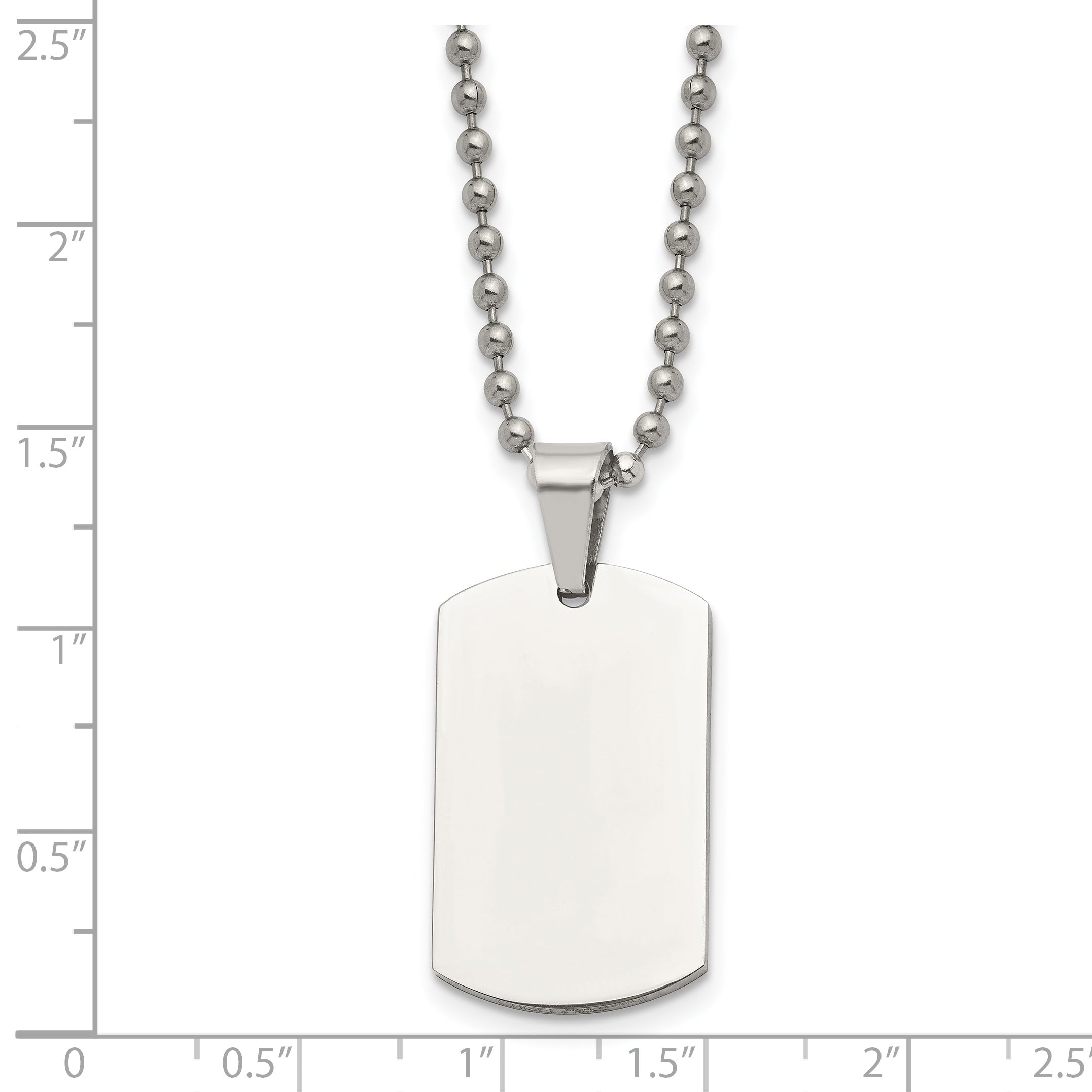 Reversible Dog Tag Necklace in Stainless Steel, 24"