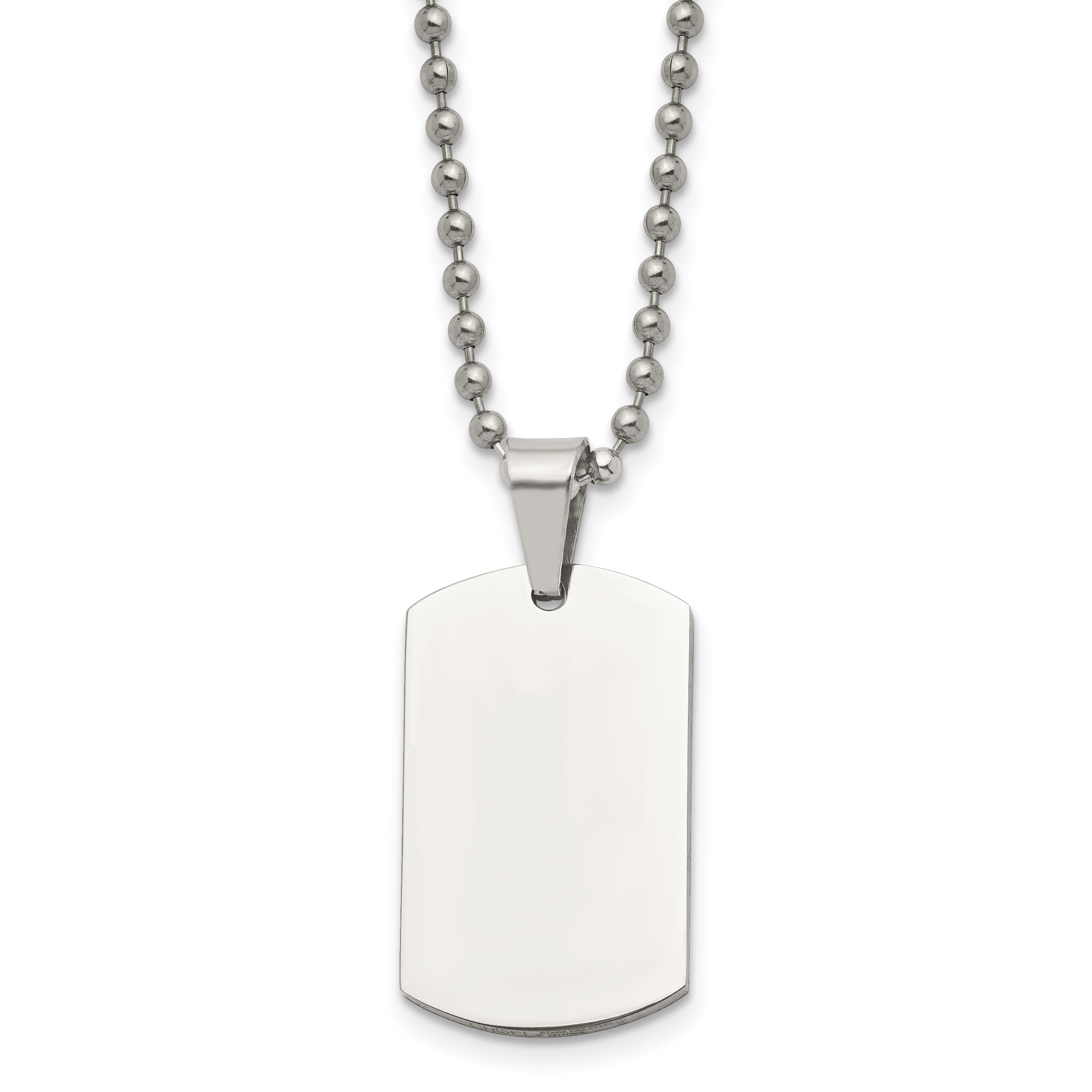 Chisel Stainless Steel Brushed and Polished 2mm Reversible Dog Tag on a 24 inch Ball Chain Necklace Main image