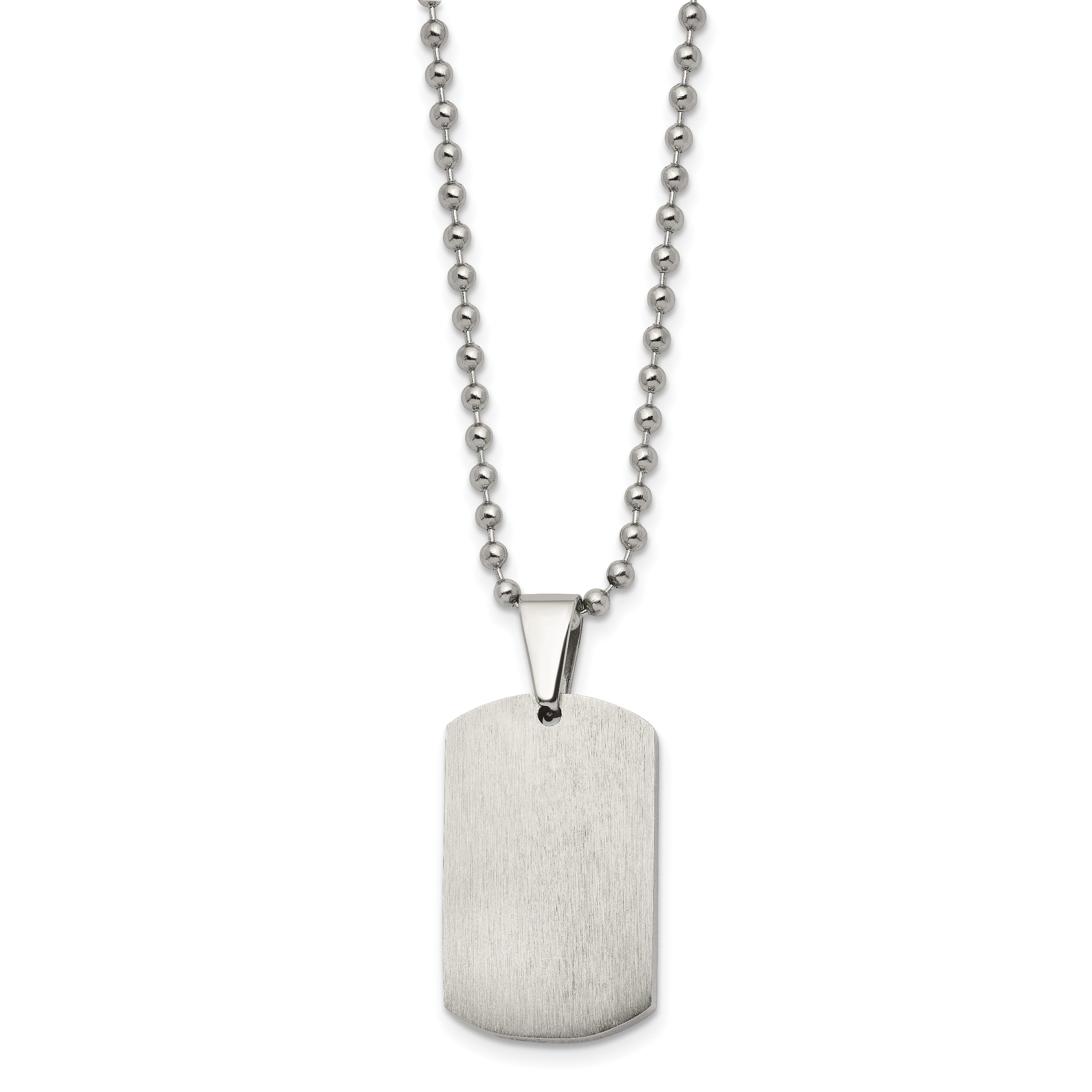 Chisel Stainless Steel Brushed and Polished 4mm Reversible Dog Tag on a 24 inch Ball Chain Necklace