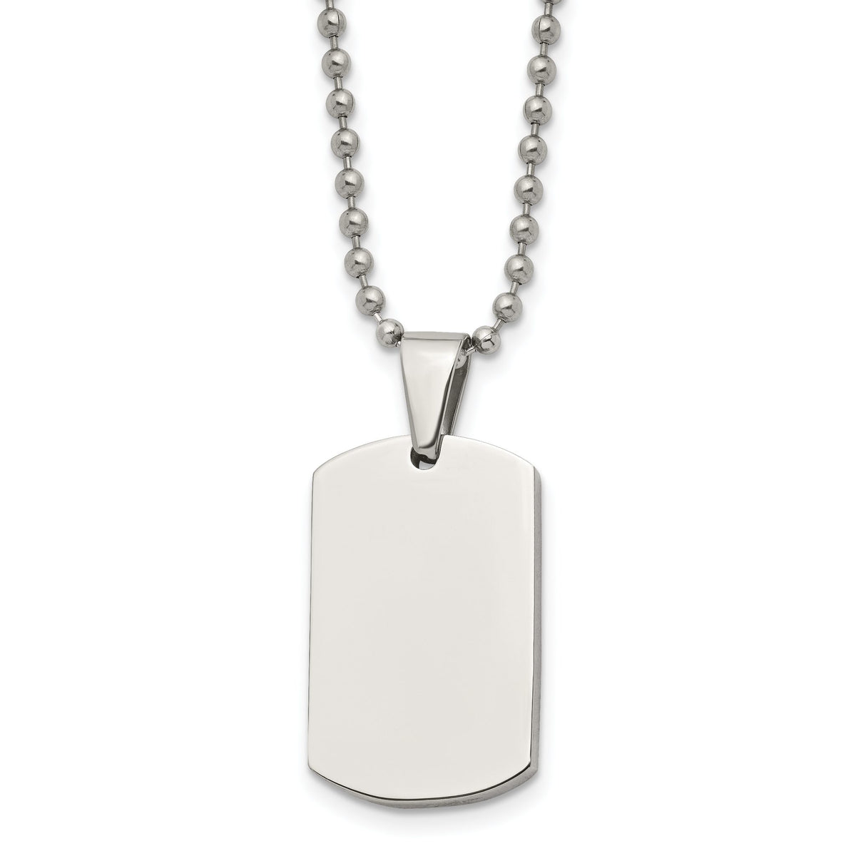 Chisel Dog Tag Necklace in Stainless Steel, 4mm Reversible, 24 Inch - Sophia Jewelers Main image