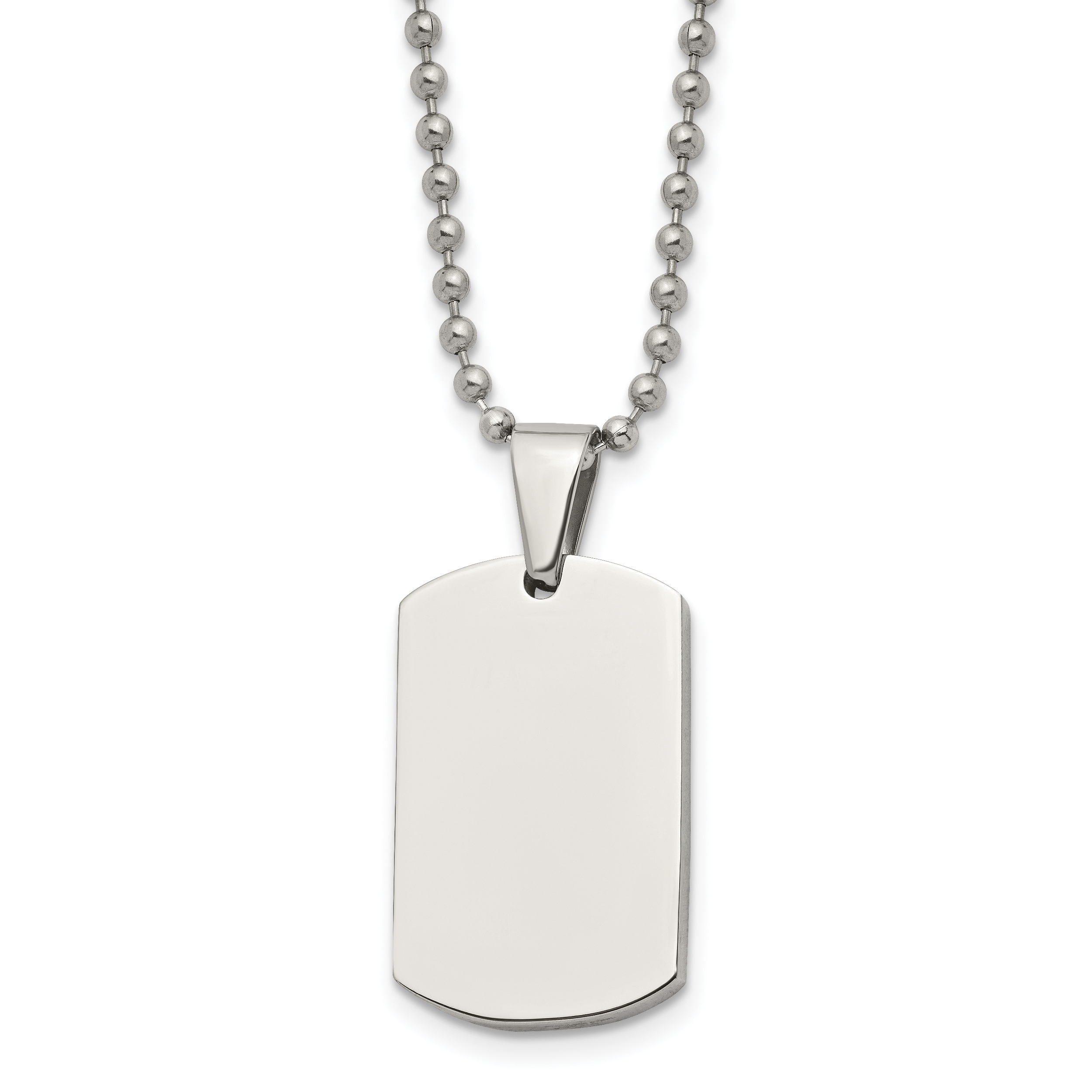 Chisel Stainless Steel Brushed and Polished 4mm Reversible Dog Tag on a 24 inch Ball Chain Necklace Main image