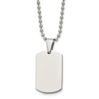 Chisel Stainless Steel Brushed and Polished 4mm Reversible Dog Tag on a 24 inch Ball Chain Necklace