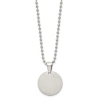 Chisel Stainless Steel Brushed and Polished Reversible Round 2mm Dog Tag on a 24 inch Ball Chain Necklace