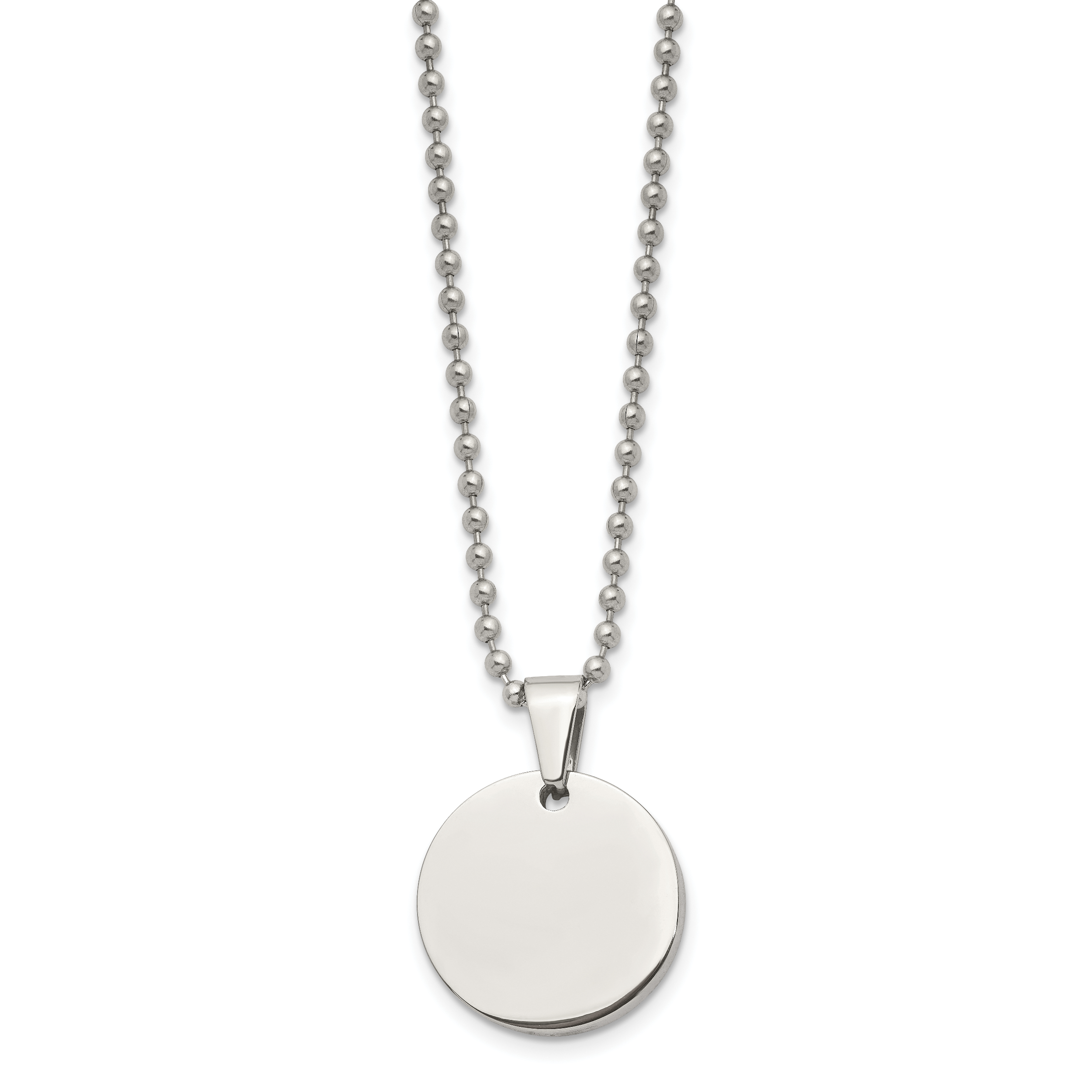 Reversible Round Dog Tag Necklace in Stainless Steel, 24" Secondary image