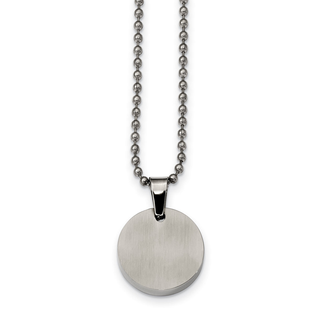 Reversible Round Dog Tag Necklace in Stainless Steel, 24"