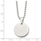 Reversible Round Dog Tag Necklace in Stainless Steel, 24"