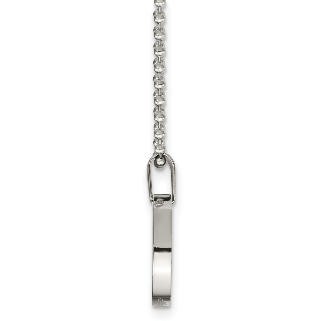 Reversible Round Dog Tag Necklace in Stainless Steel, 24"