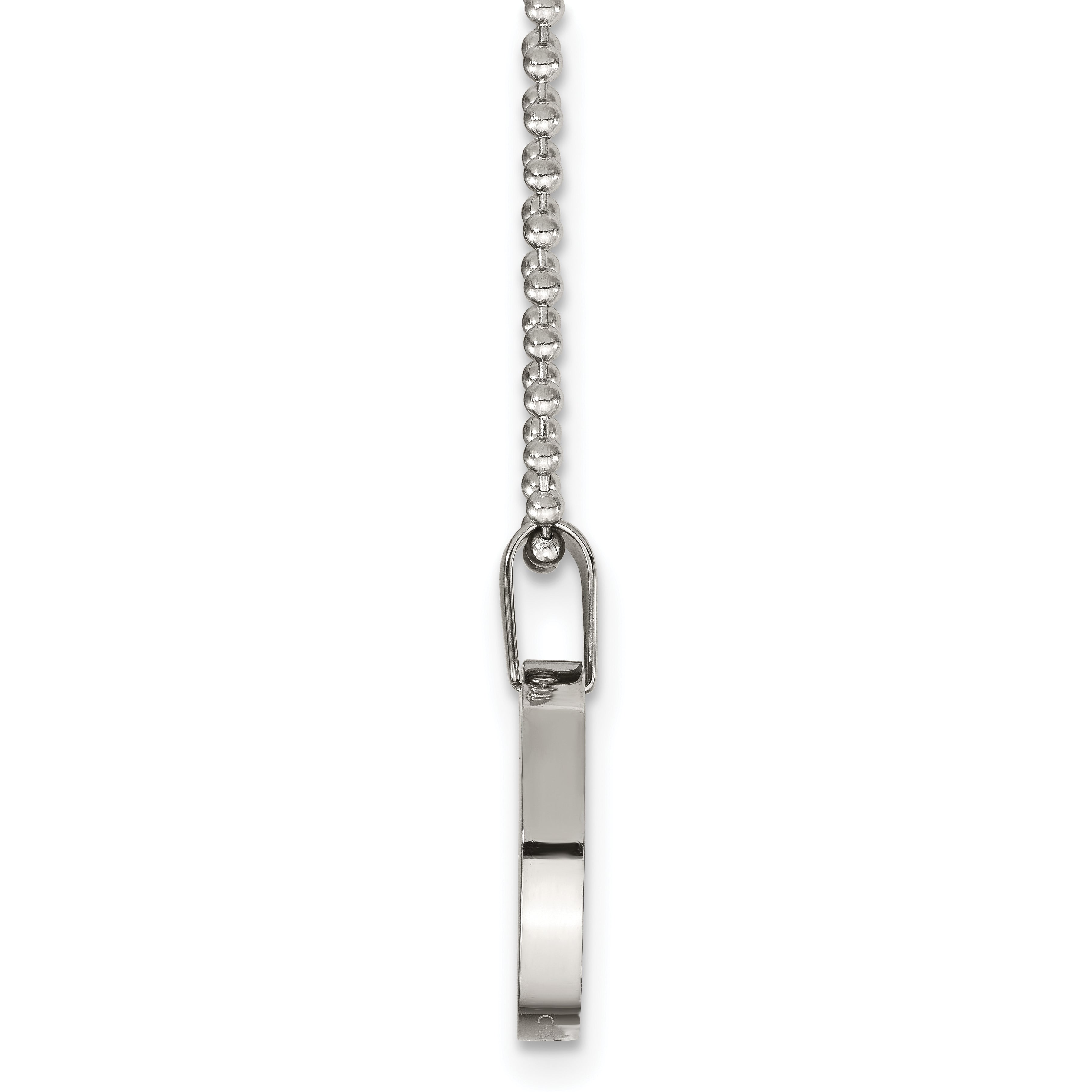 Reversible Round Dog Tag Necklace in Stainless Steel, 24"