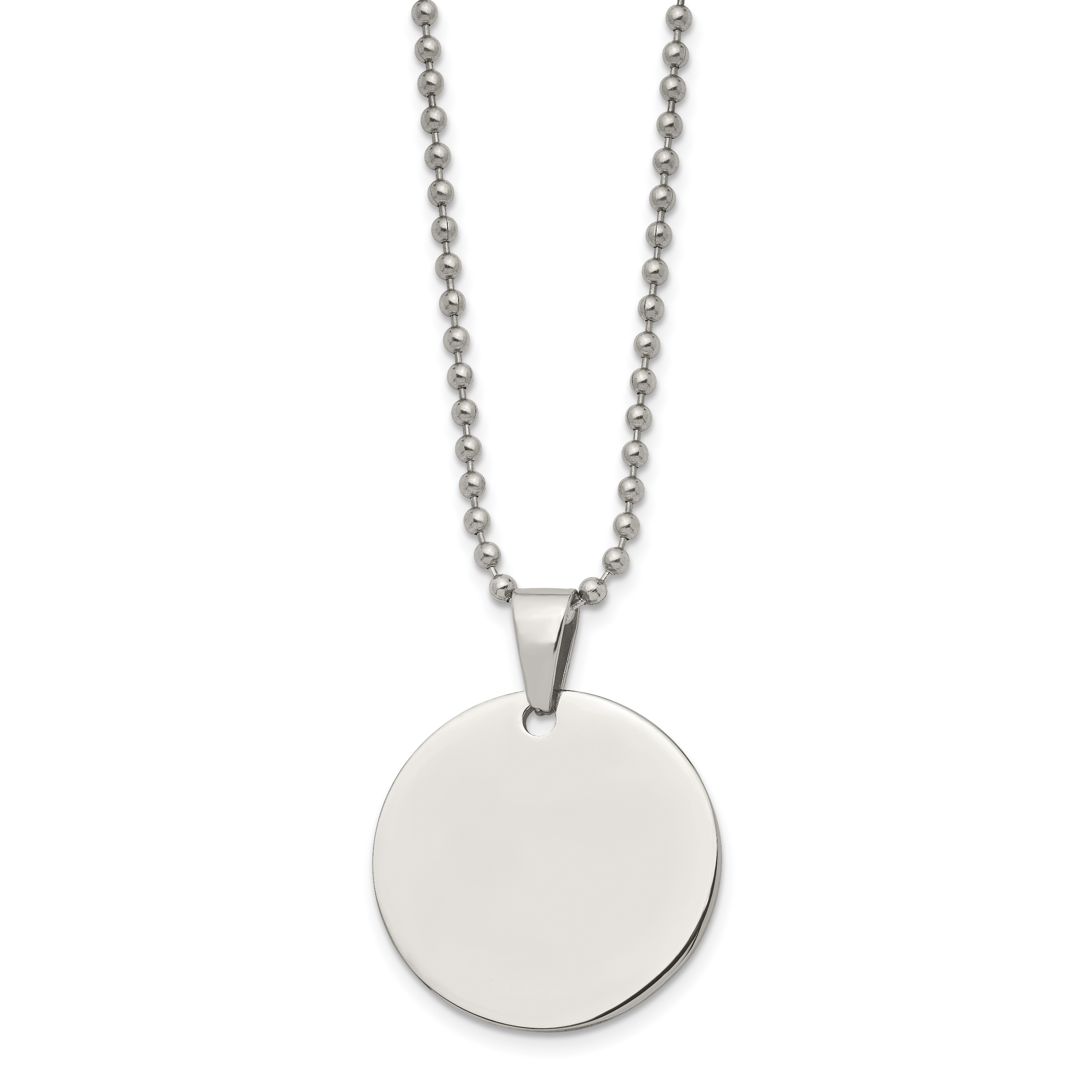 Chisel Stainless Steel Brushed and Polished Reversible Round 2mm Dog Tag on a 24 inch Ball Chain Necklace Secondary image