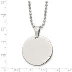 Chisel Stainless Steel Brushed and Polished Reversible Round 2mm Dog Tag on a 24 inch Ball Chain Necklace