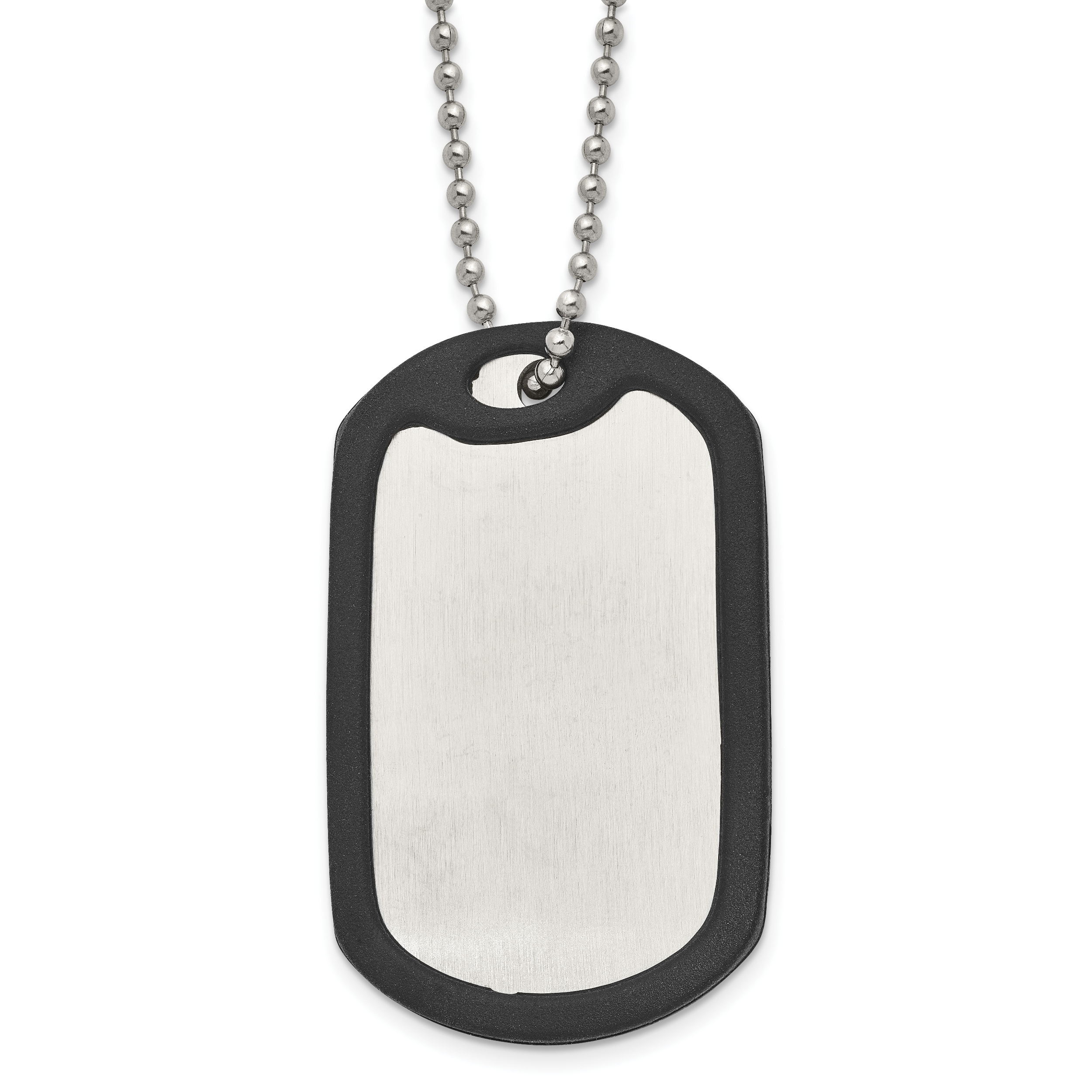Chisel Stainless Steel Brushedand Polished Dog Tag with Removeable Black Rubber on a 24 inch Ball Chain Necklace Main image