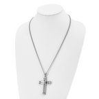 Chisel Stainless Steel Polished Cross Pendant on a 24 inch Curb Chain Necklace