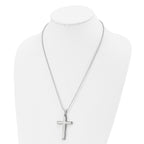 Layered Cross Pendant Necklace in Stainless Steel, 22"