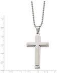 Layered Cross Pendant Necklace in Stainless Steel, 22"