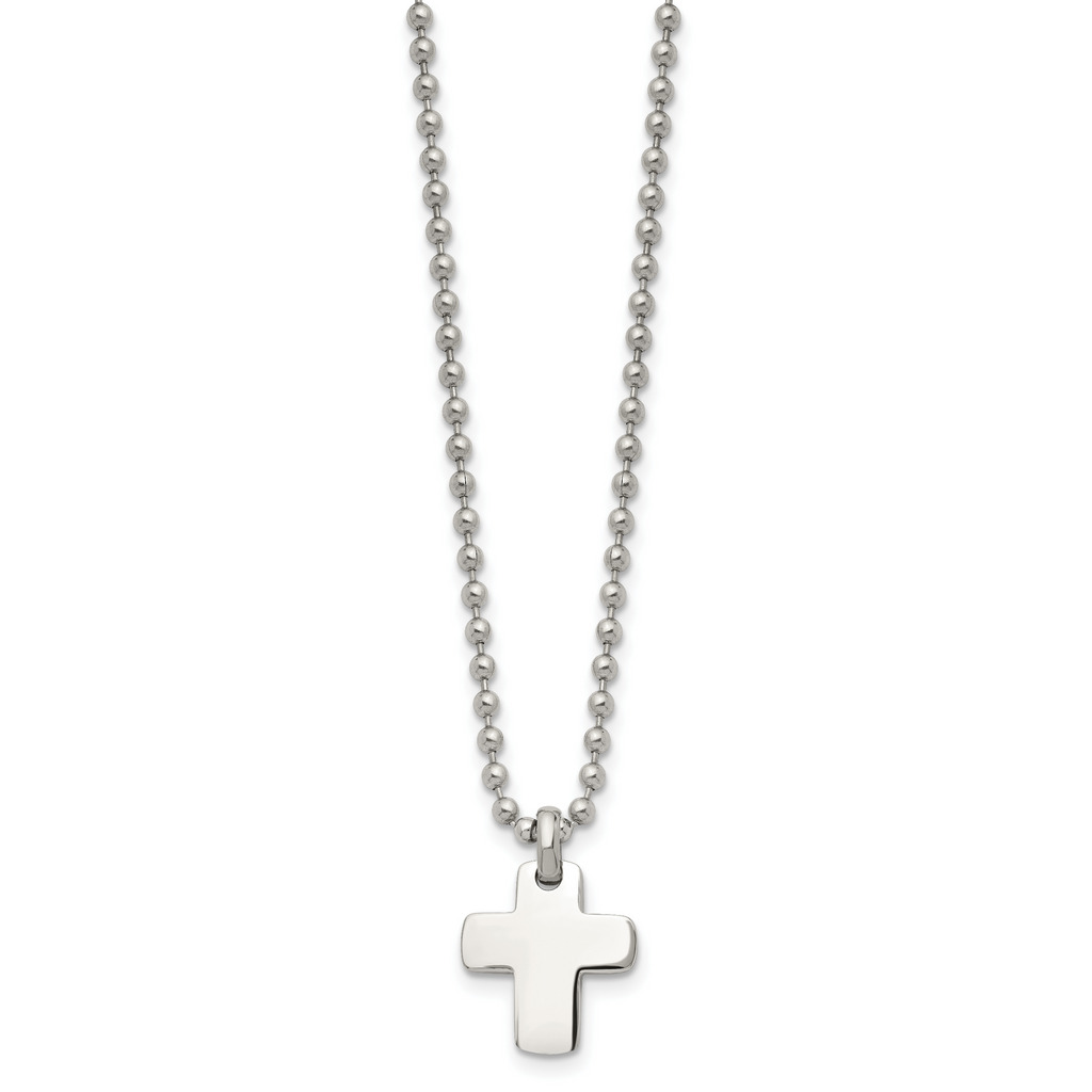 Chisel Stainless Steel Polished Cross Pendant on a 20 inch Ball Chain Necklace