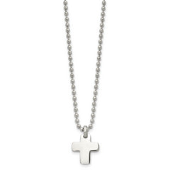 Chisel Stainless Steel Polished Cross Pendant on a 20 inch Ball Chain Necklace
