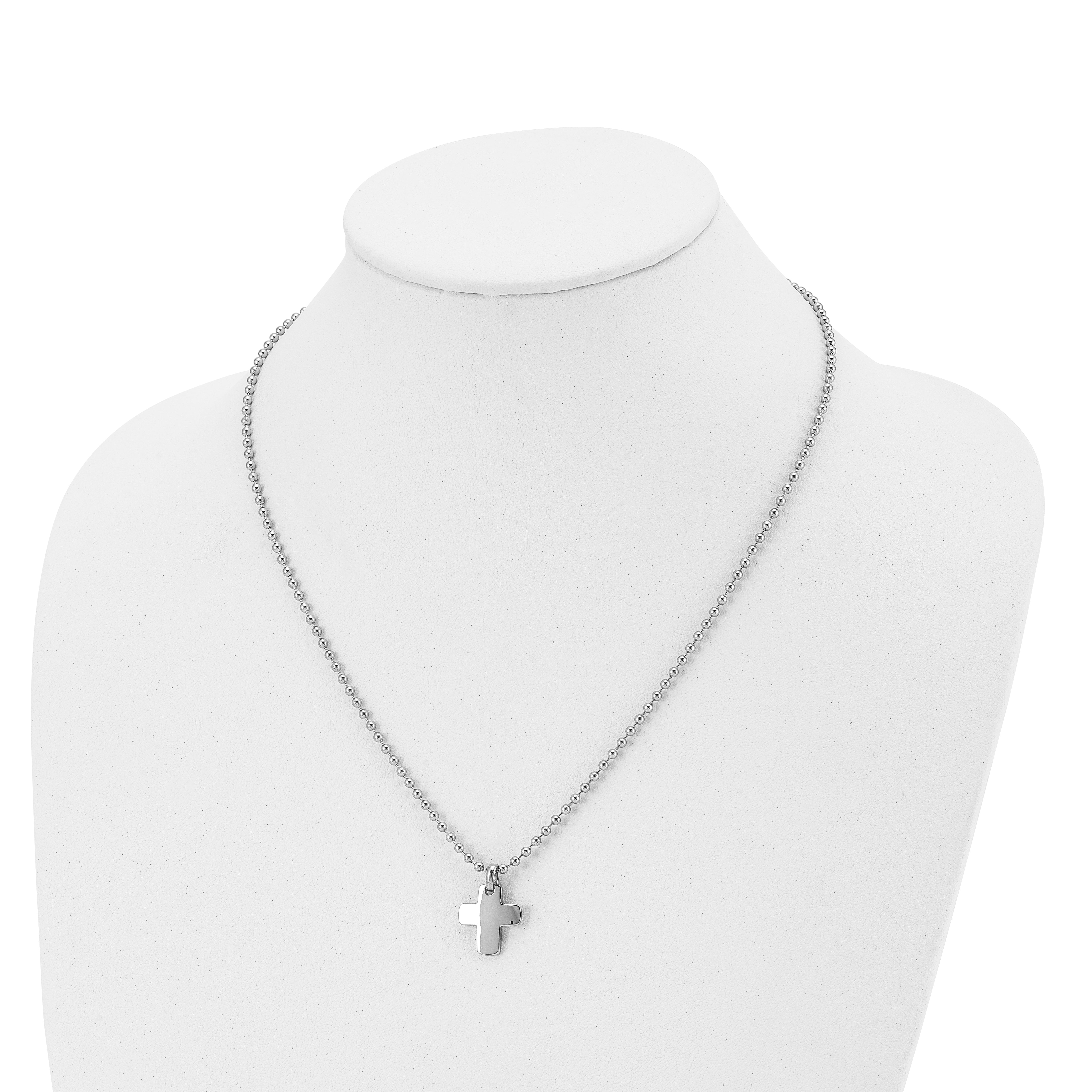 Chisel Stainless Steel Polished Cross Pendant on a 20 inch Ball Chain Necklace