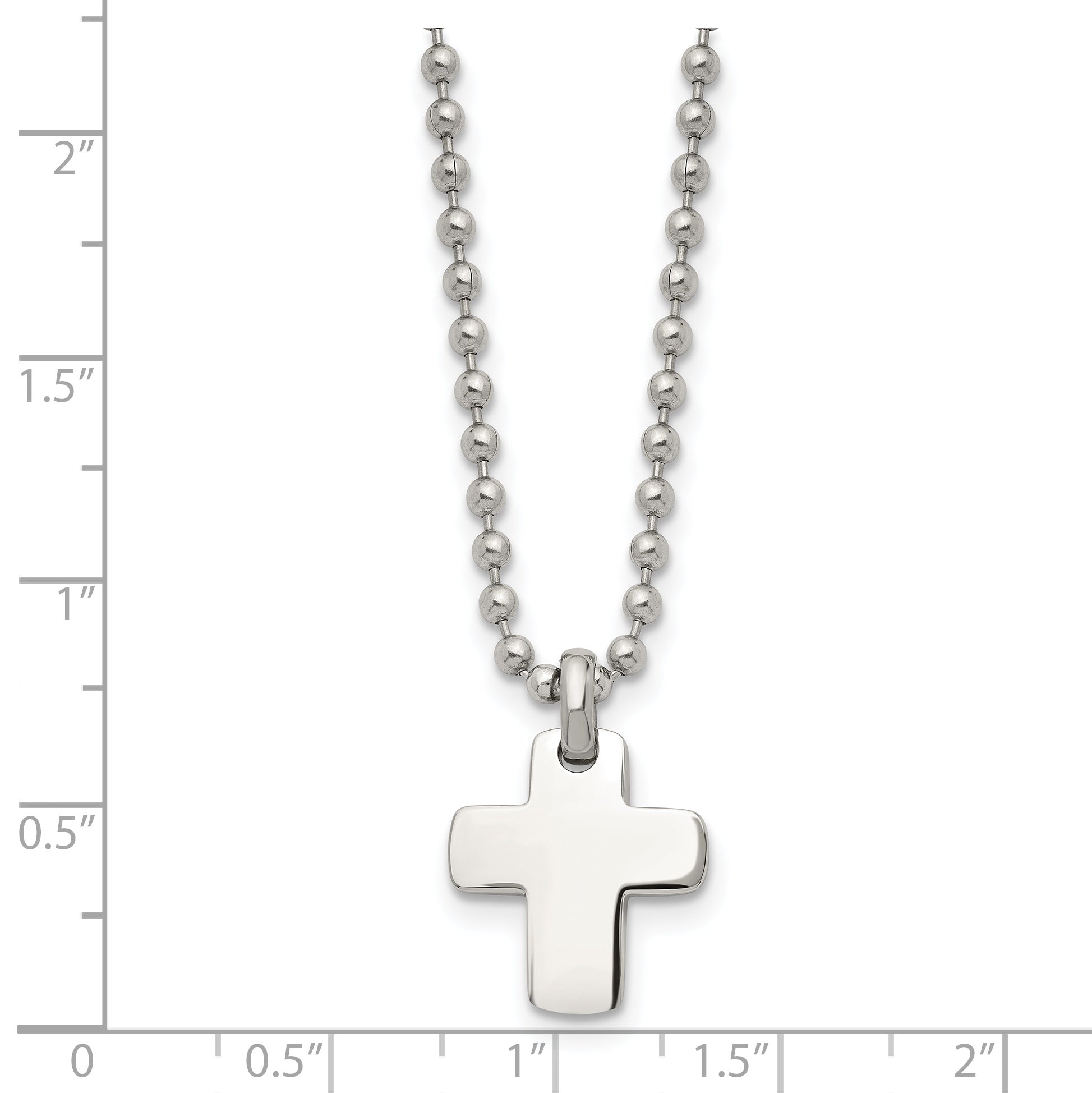 Chisel Stainless Steel Polished Cross Pendant on a 20 inch Ball Chain Necklace