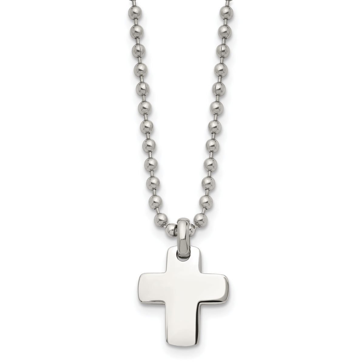 Chisel Stainless Steel Polished Cross Pendant on a 20 inch Ball Chain Necklace