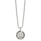 Chisel Stainless Steel Brushed and Enameled St. Christopher Medal on a 22 inch Ball Chain Necklace