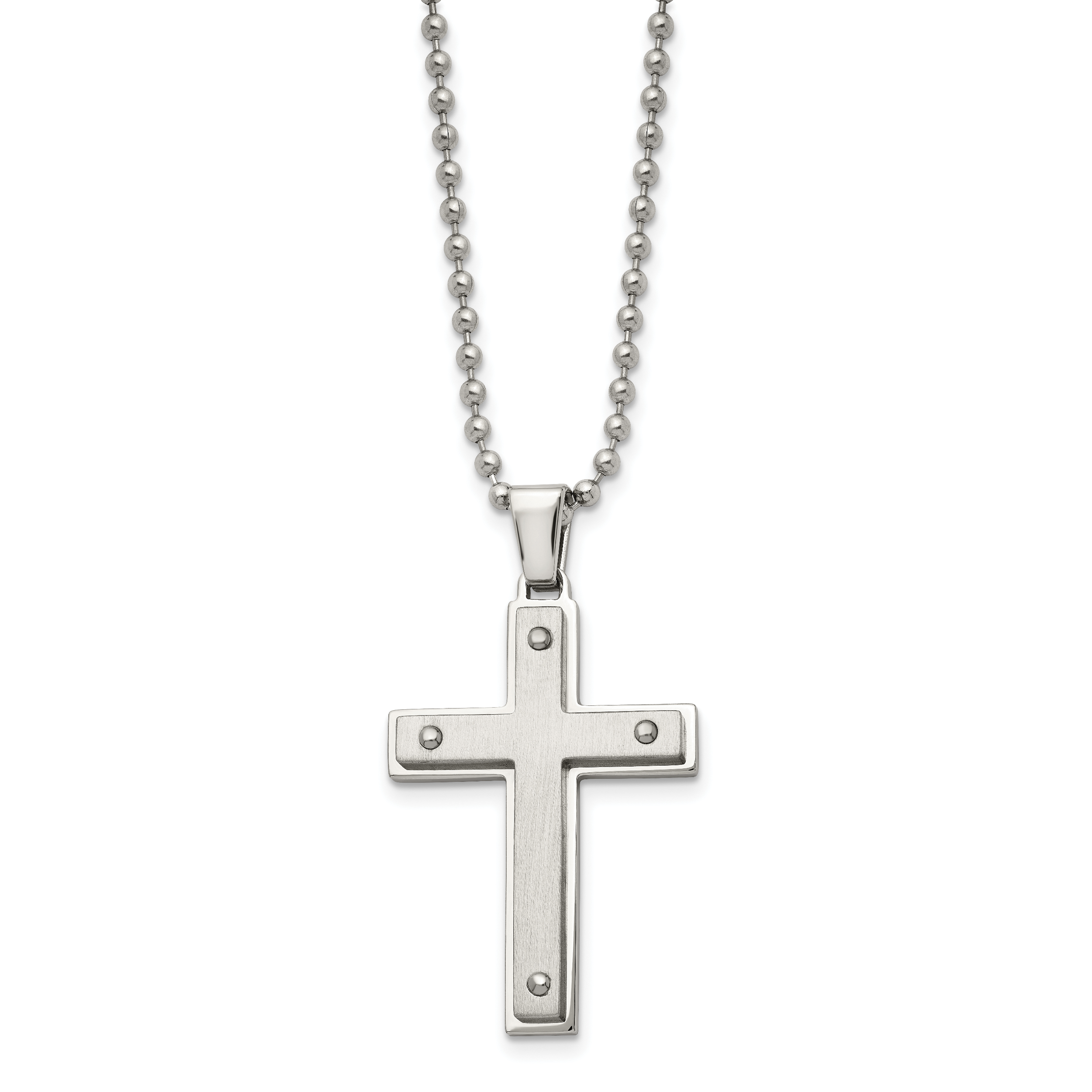 Cross Pendant Necklace in Stainless Steel, 22 in Secondary image