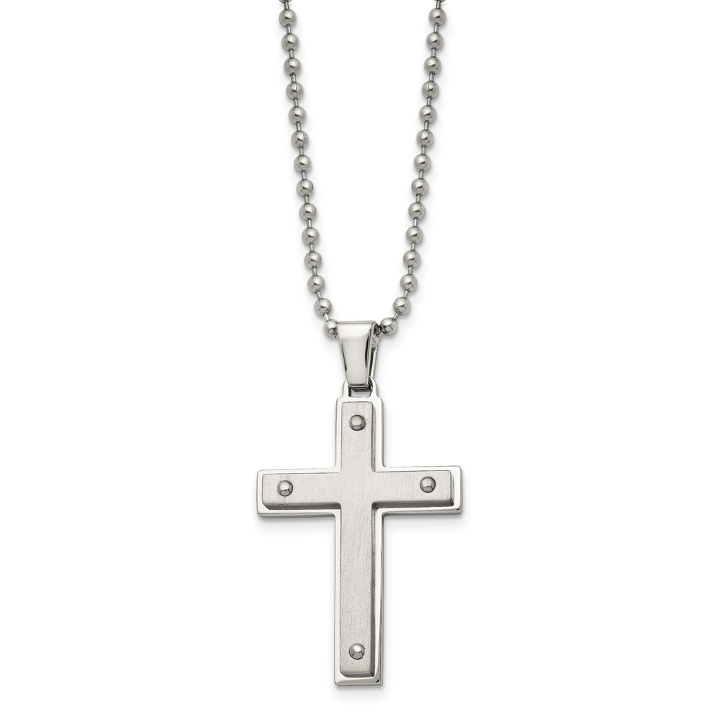 Cross Pendant Necklace in Stainless Steel, 22 in