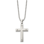 Cross Pendant Necklace in Stainless Steel, 22 in