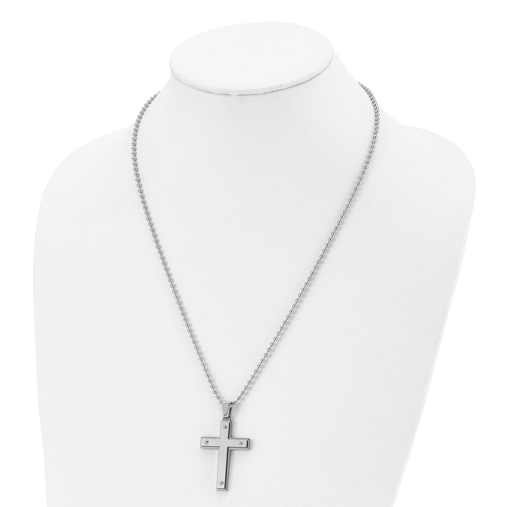 Cross Pendant Necklace in Stainless Steel, 22 in