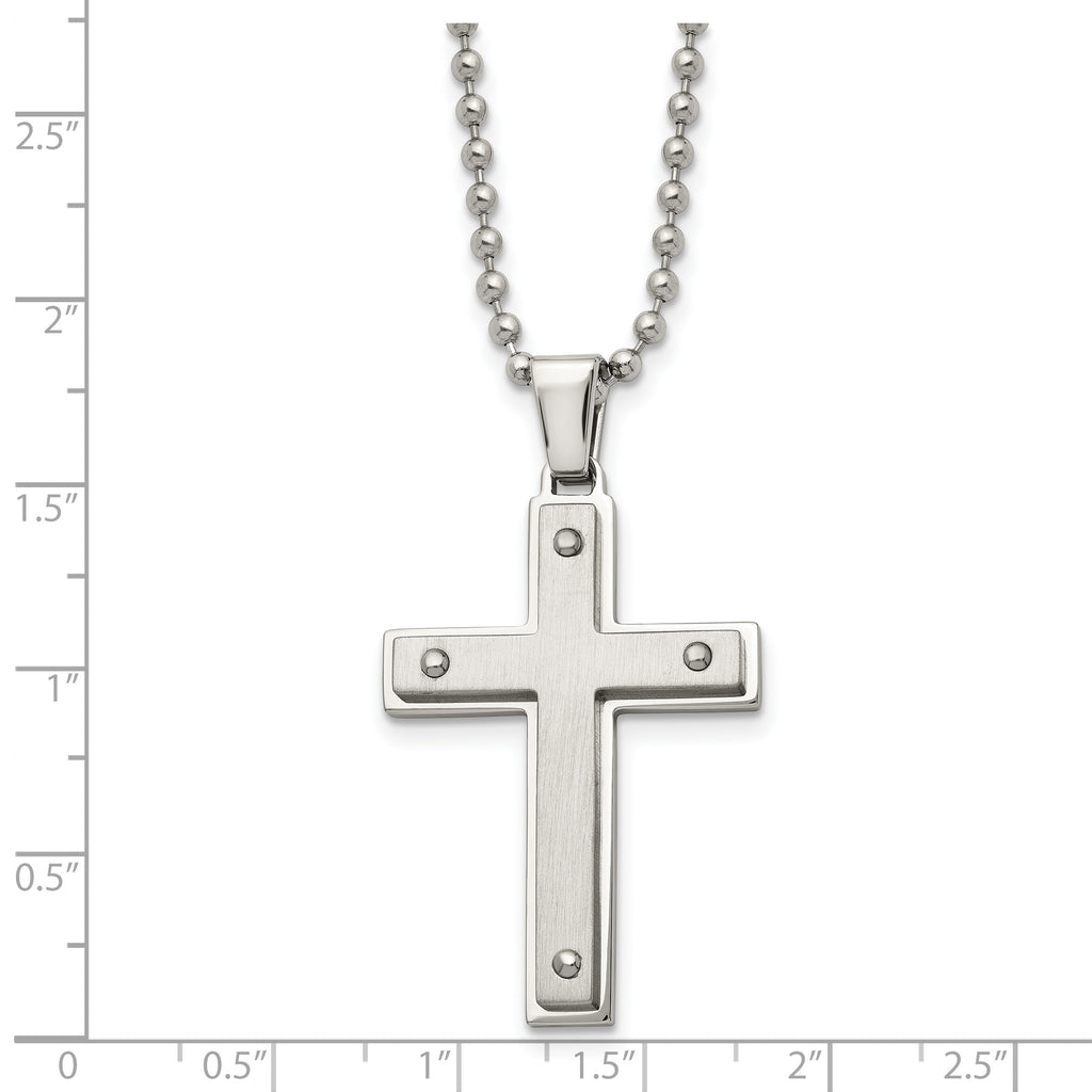 Cross Pendant Necklace in Stainless Steel, 22 in