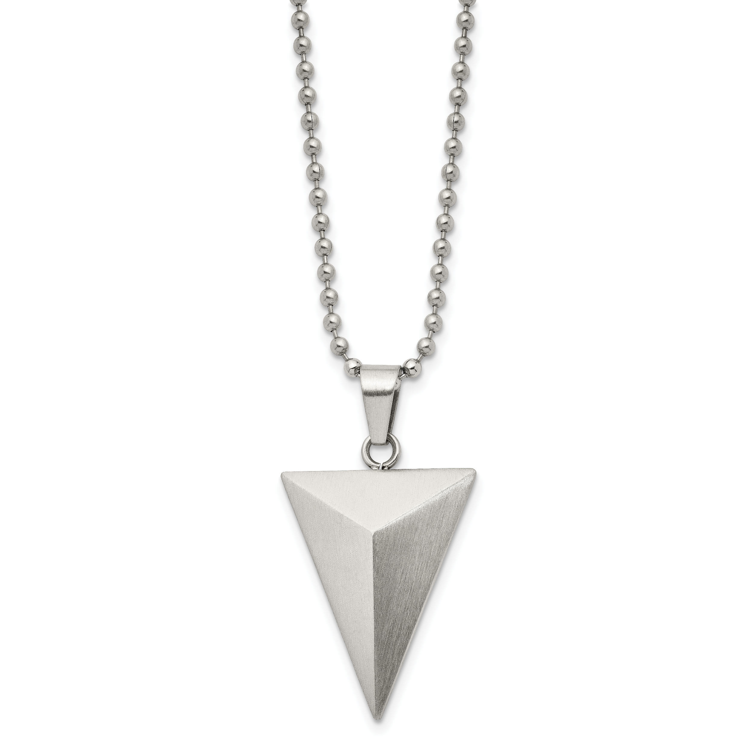 Chisel Stainless Steel Brushed Triangle Pendant on a 22 inch Ball Chain Necklace Secondary image