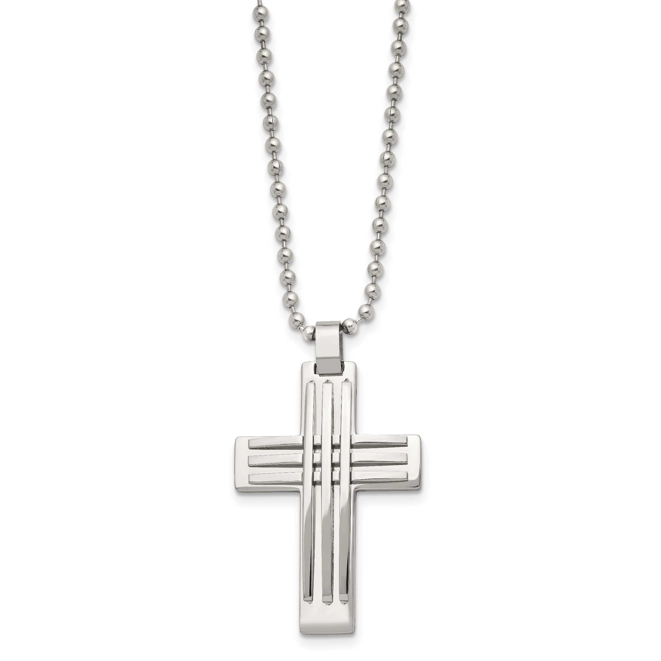 Chisel Stainless Steel Polished Cross Pendant on a 22 inch Ball Chain Necklace Secondary image