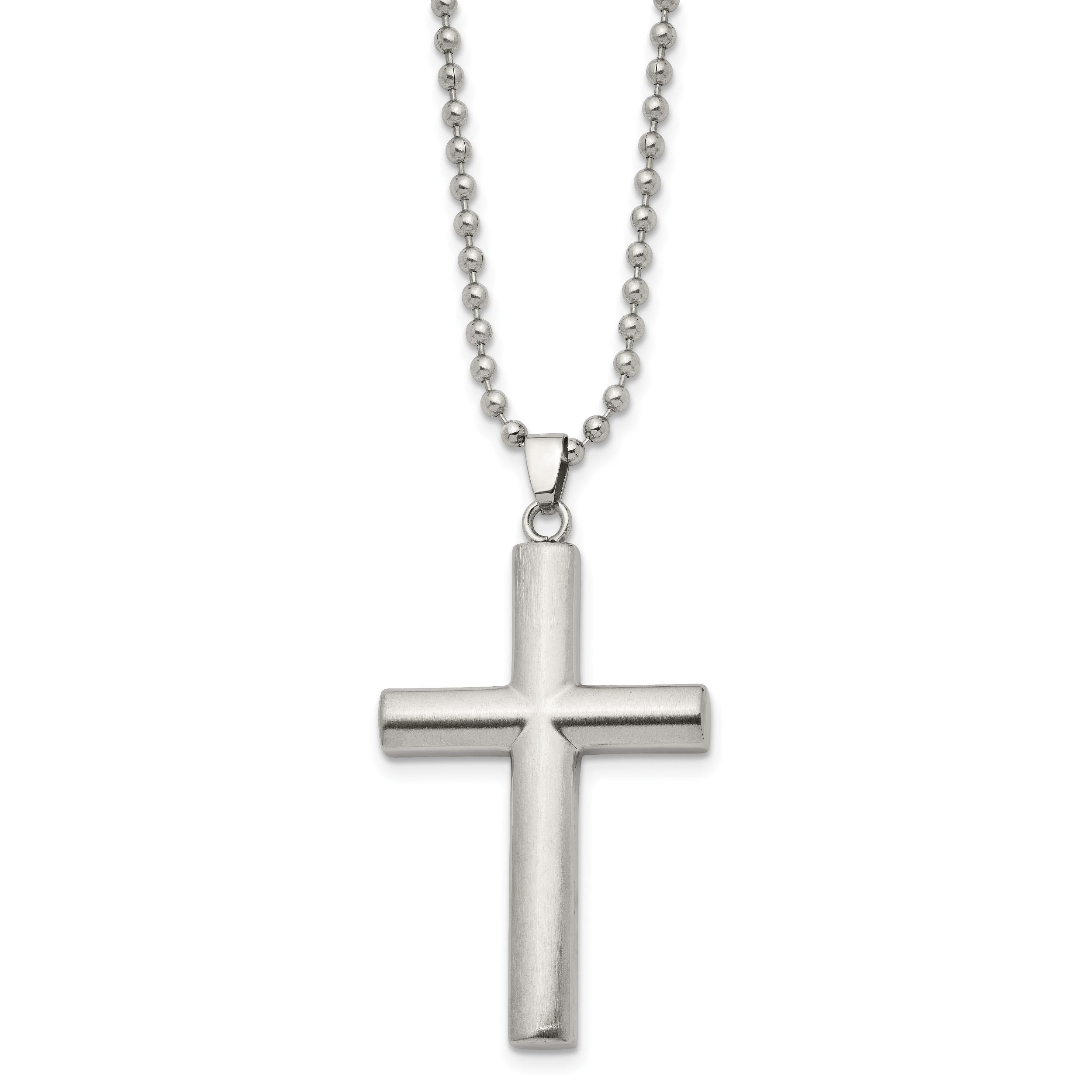 Chisel Stainless Steel Brushed and Polished Cross Pendant on a 22 inch Ball Chain Necklace Secondary image