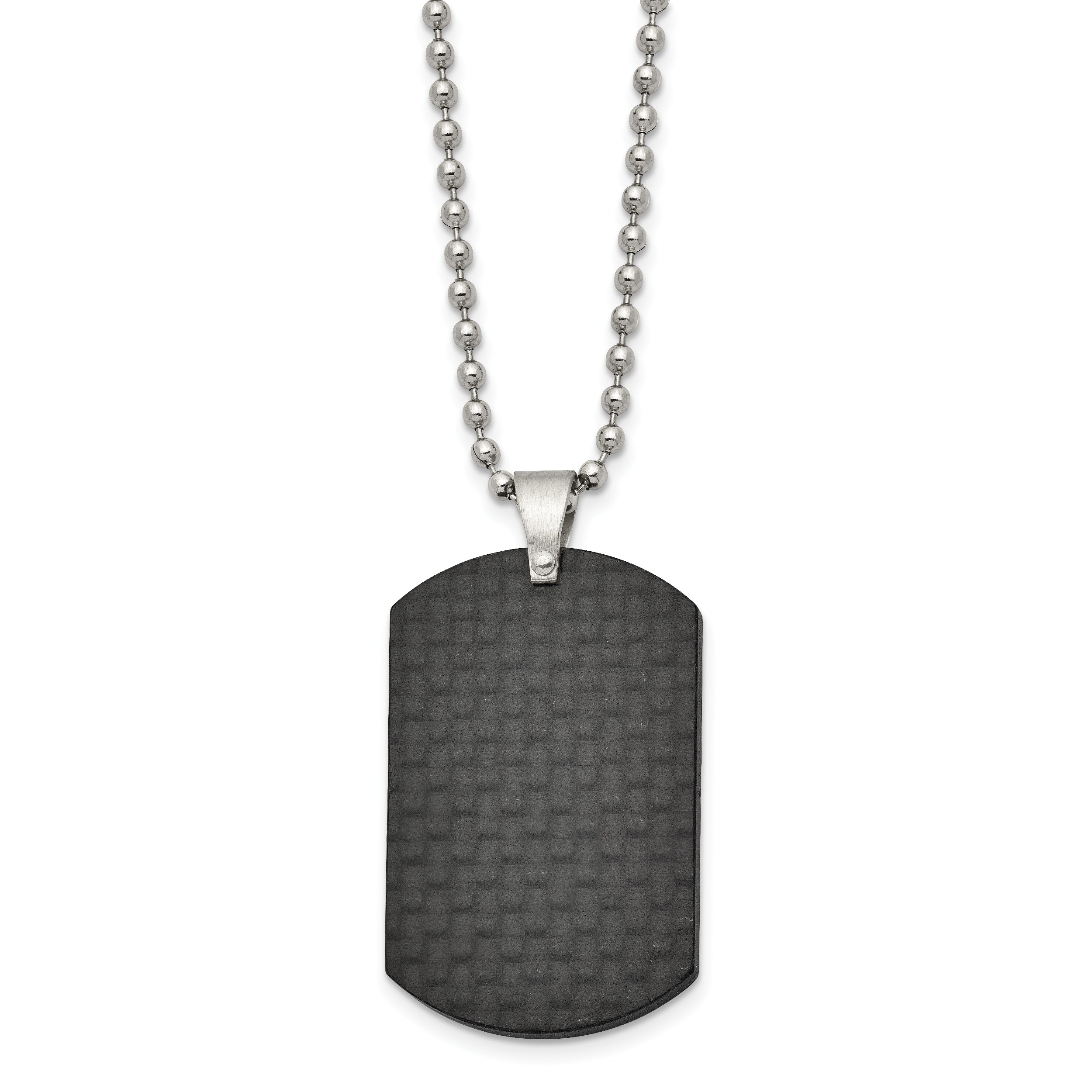 Chisel Stainless Steel Brushed Black Solid Carbon Fiber Dog Tag on a 22 inch Ball Chain Necklace