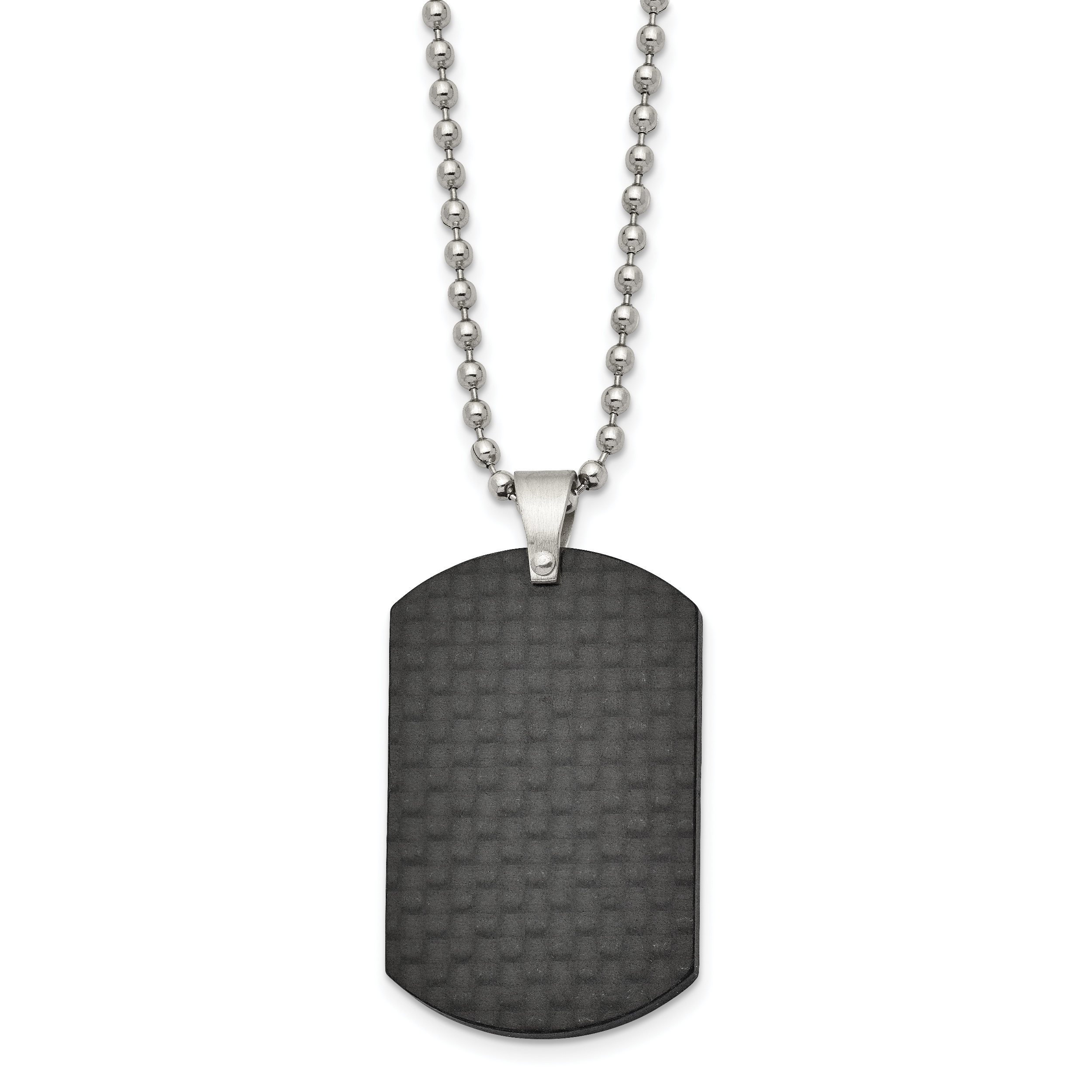 Chisel Stainless Steel Brushed Black Solid Carbon Fiber Dog Tag on a 22 inch Ball Chain Necklace Secondary image