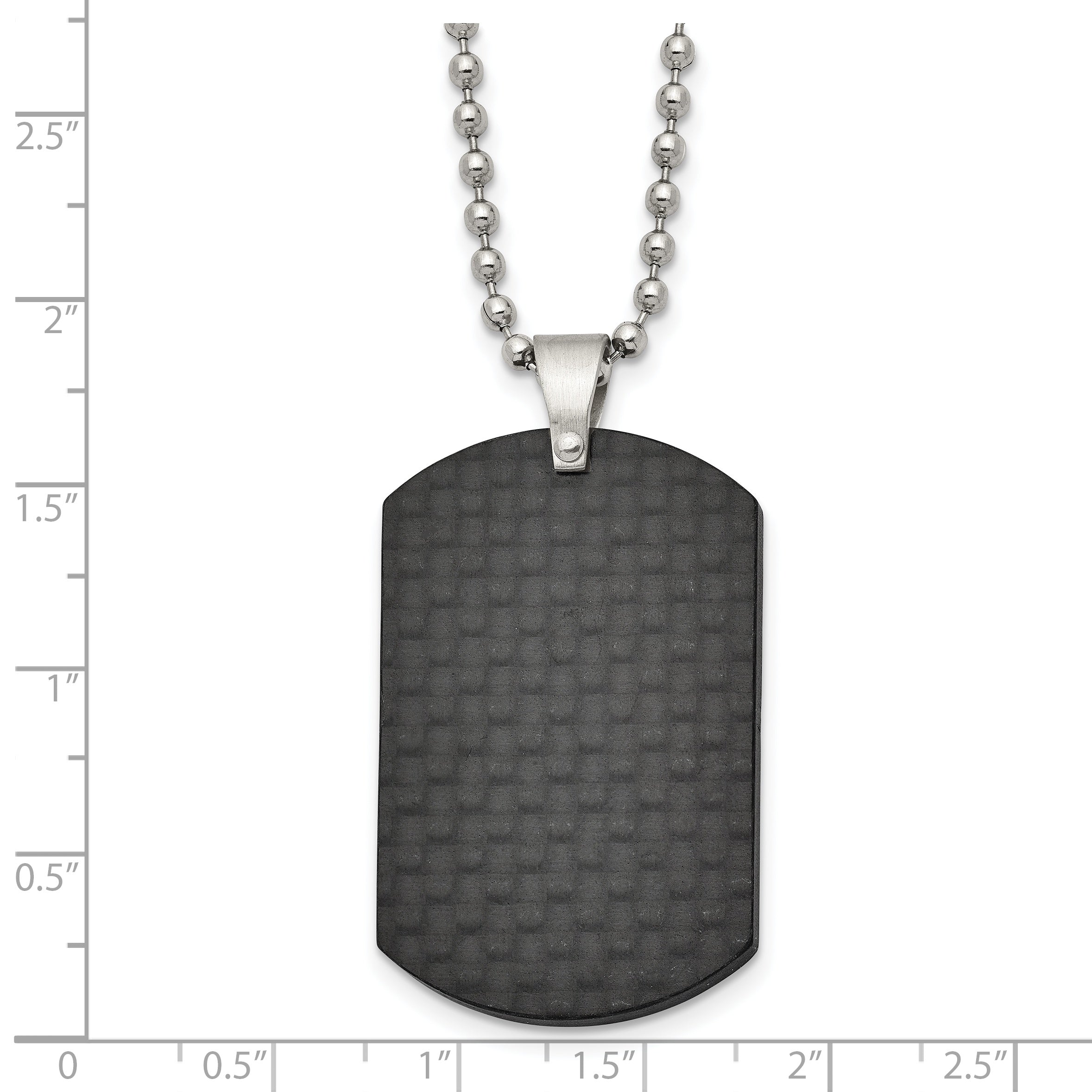 Chisel Stainless Steel Brushed Black Solid Carbon Fiber Dog Tag on a 22 inch Ball Chain Necklace