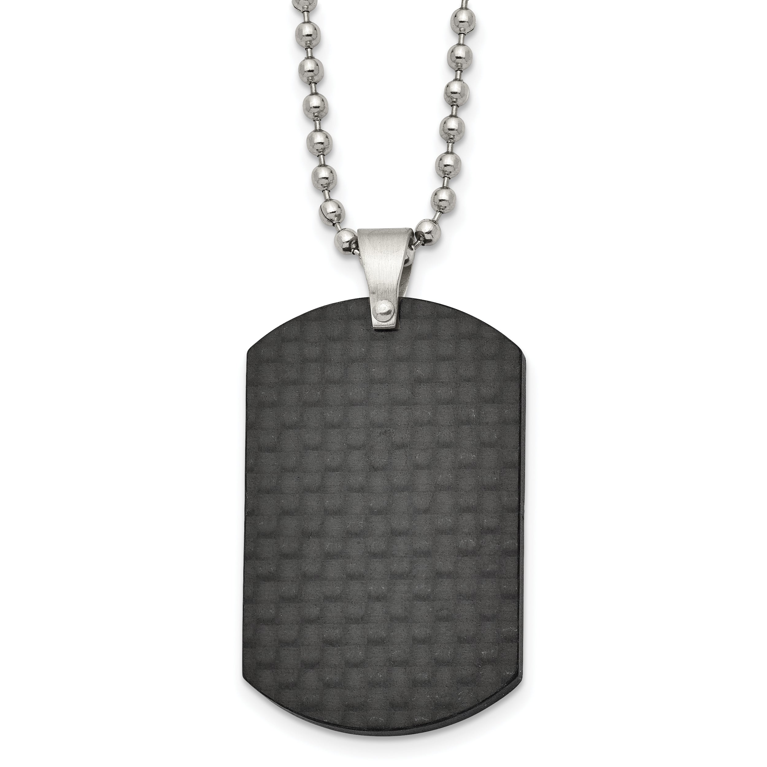 Chisel Stainless Steel Brushed Black Solid Carbon Fiber Dog Tag on a 22 inch Ball Chain Necklace