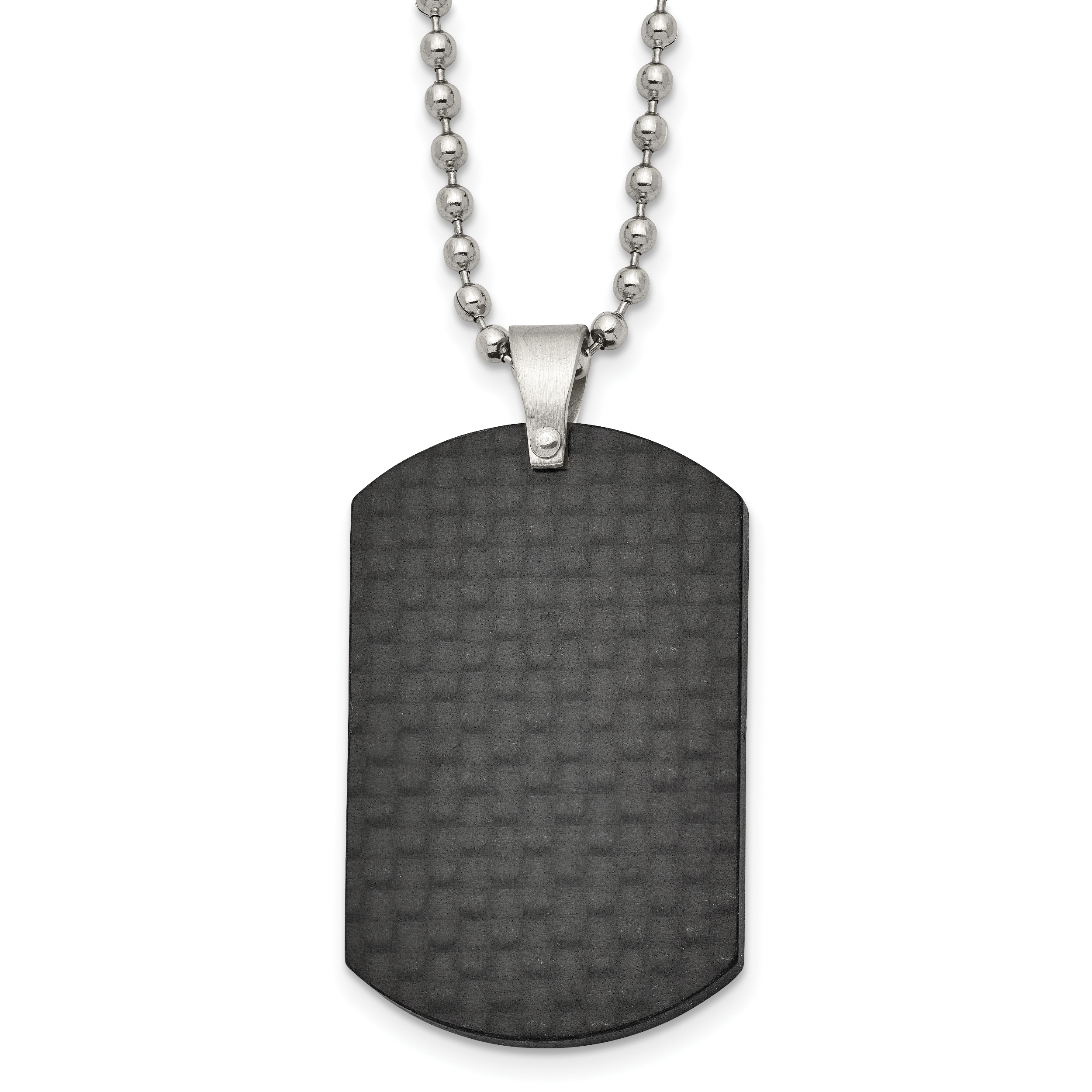 Chisel Stainless Steel Brushed Black Solid Carbon Fiber Dog Tag on a 22 inch Ball Chain Necklace Main image
