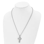 Chisel Stainless Steel Polished Laser Cut Cross Pendant on a 22 inch Ball Chain Necklace