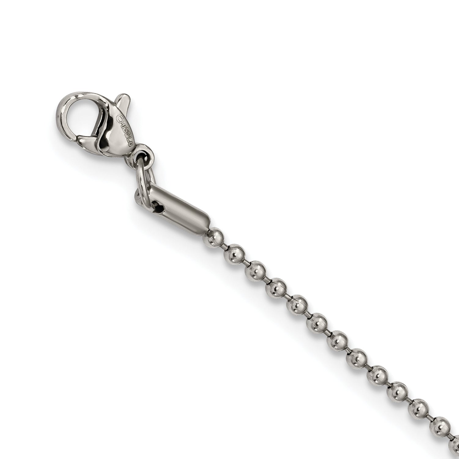 Chisel Stainless Steel Polished and Satin Hammered with CZ Cross Pendant on a 22 inch Ball Chain Necklace Secondary image