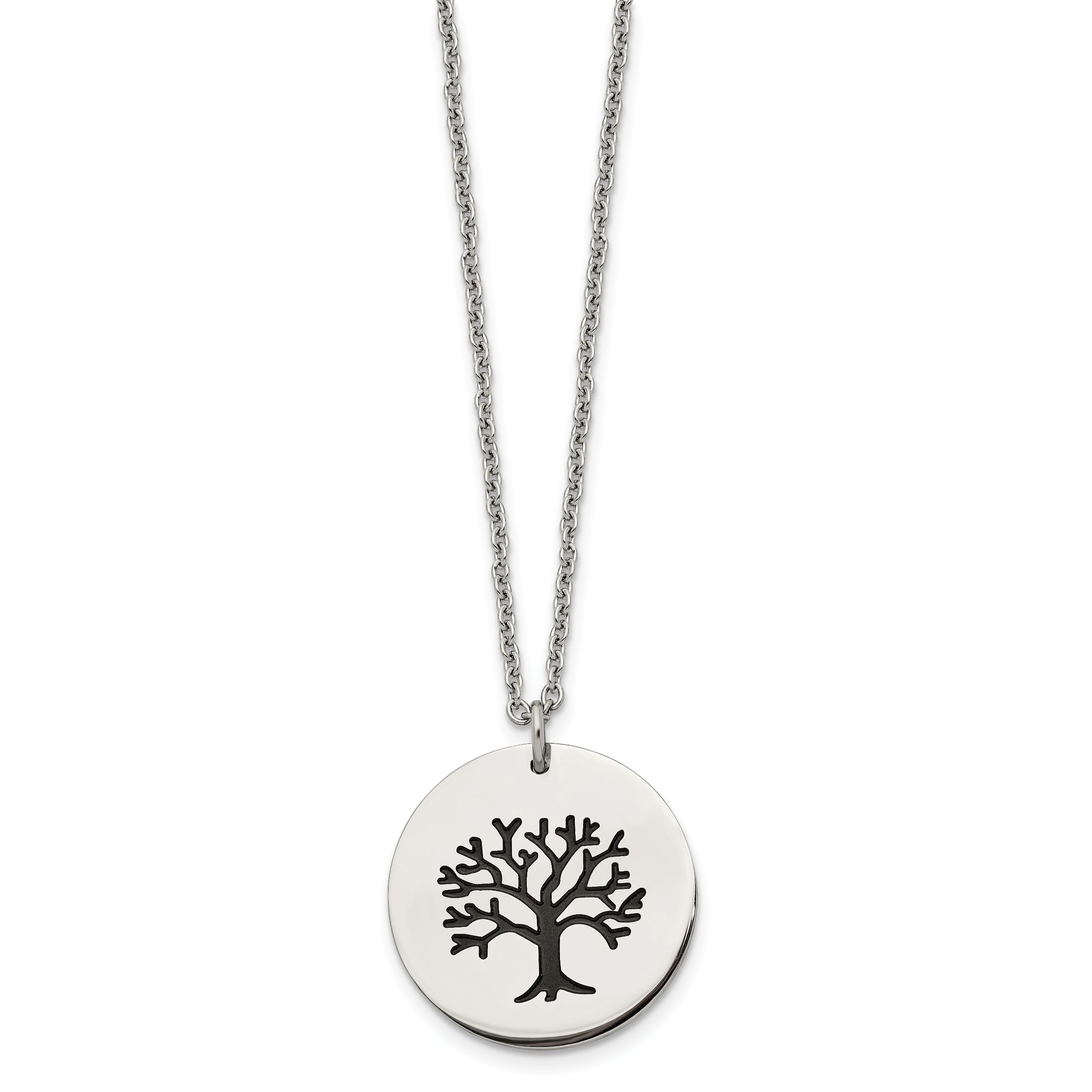 Chisel Stainless Steel Polished and Enameled Family Tree of Life Pendant on a 22 inch Cable Chain Necklace
