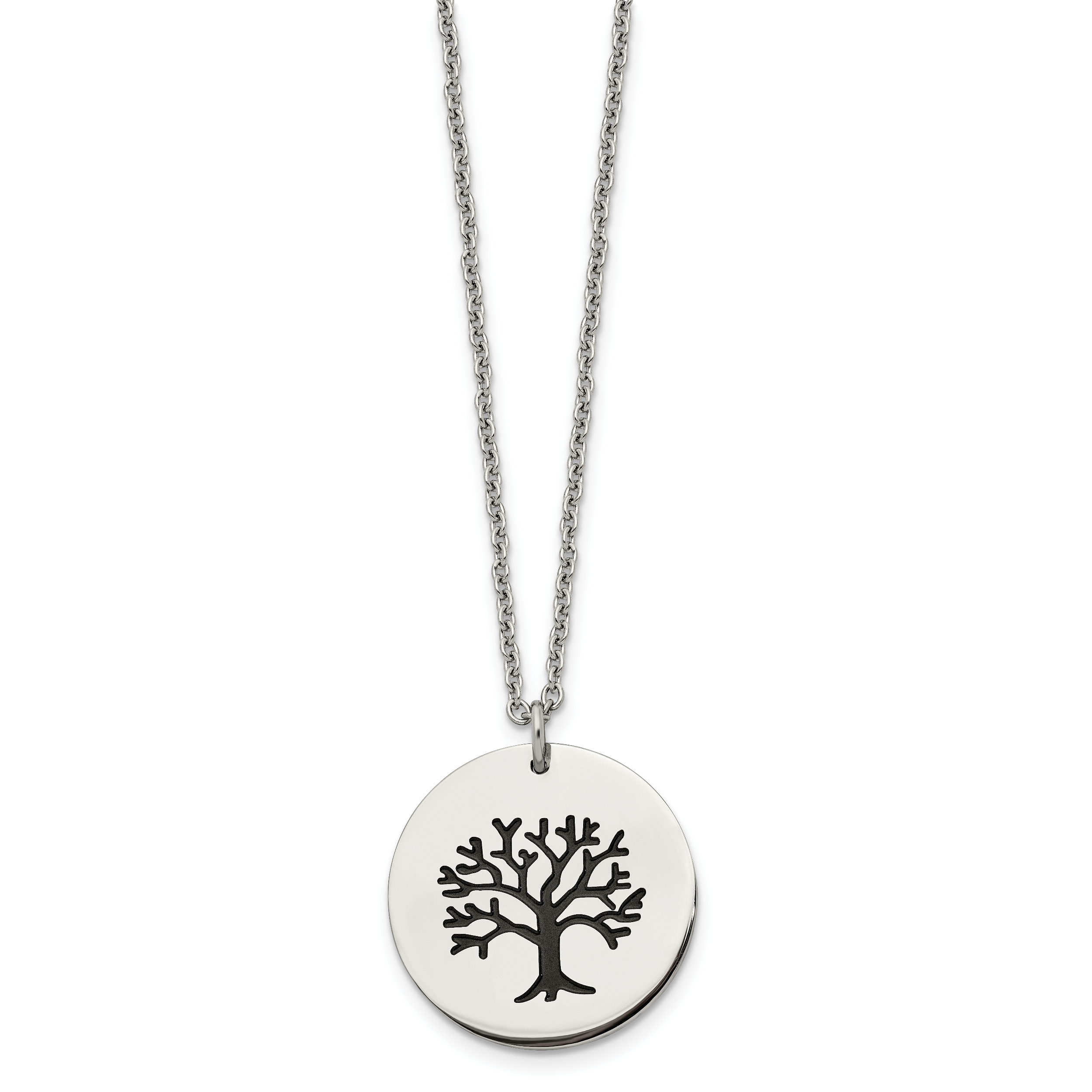 Chisel Stainless Steel Polished and Enameled Family Tree of Life Pendant on a 22 inch Cable Chain Necklace Secondary image
